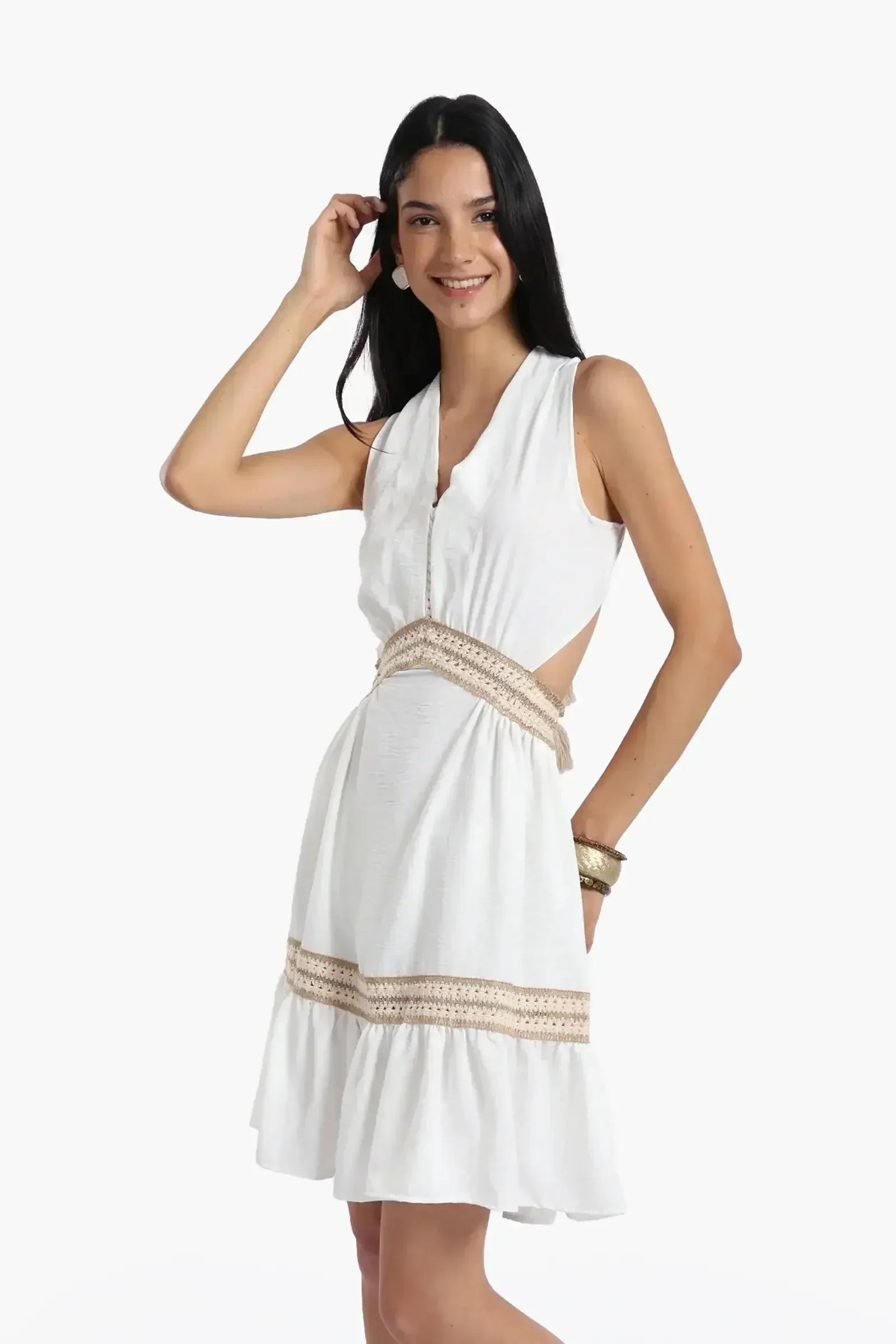 Carina - Crochet Detail White Dress 1