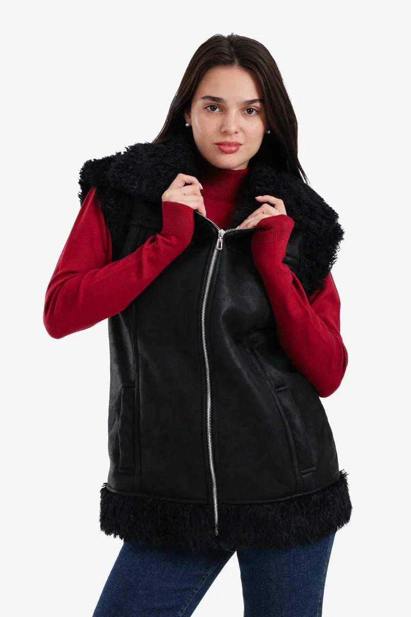 Carina - Faux Leather & Fur Vest 1