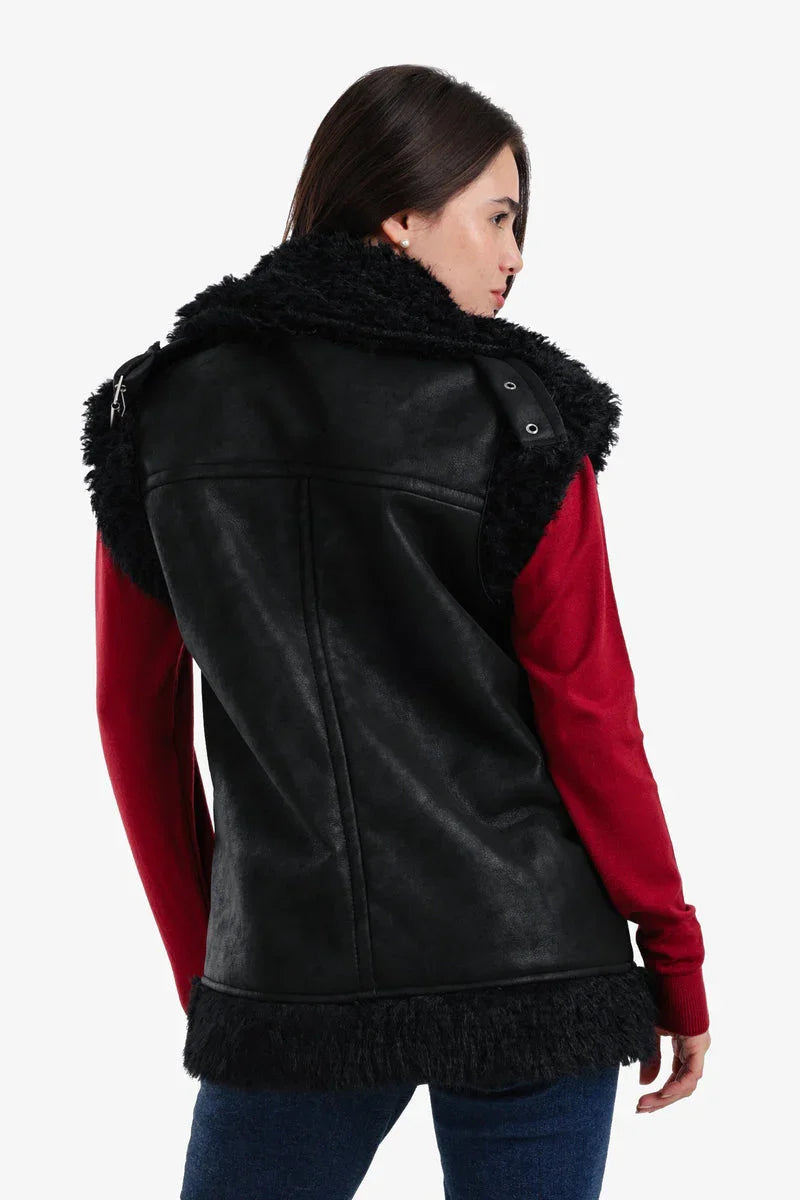 Carina - Faux Leather & Fur Vest 4