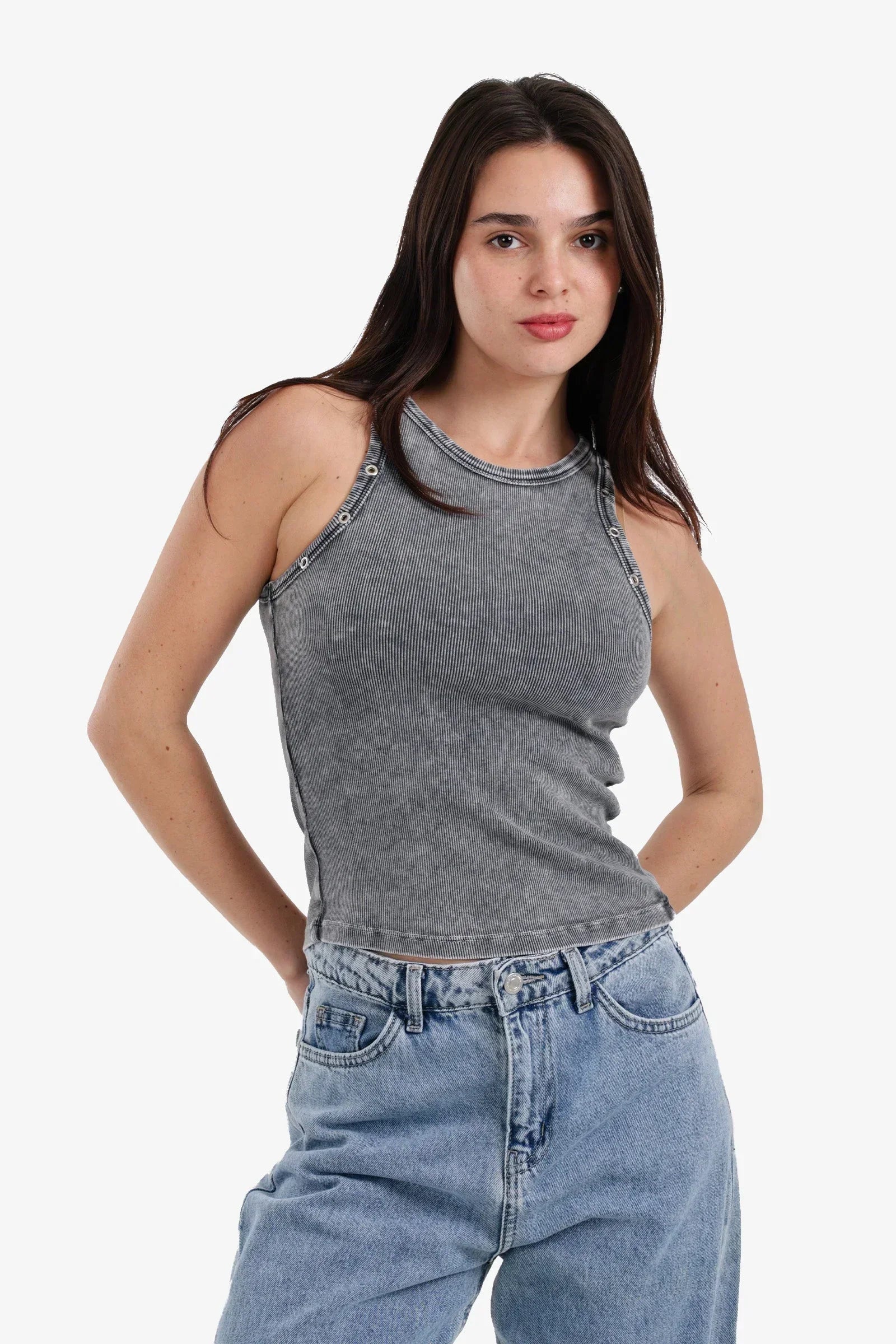 Carina - Slim Fit Ribbed Racerback Top 1