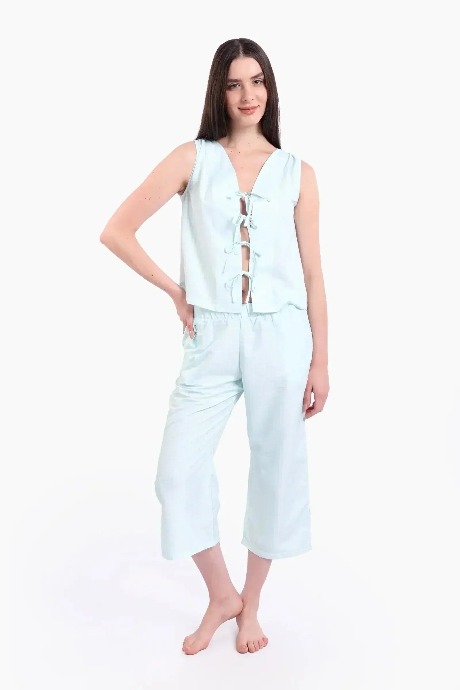Carina - Gingham Tencel Pyjama Set 1