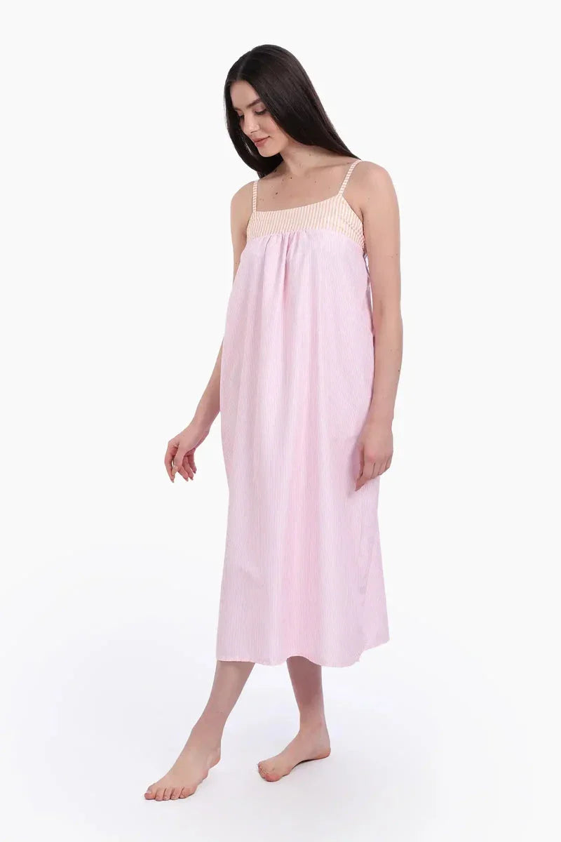 Carina - Striped Nightgown with Back Bow 1