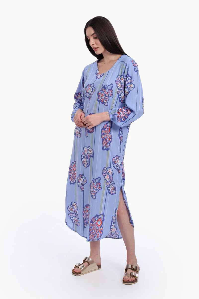 Carina - Blue All Over Print Dress 2