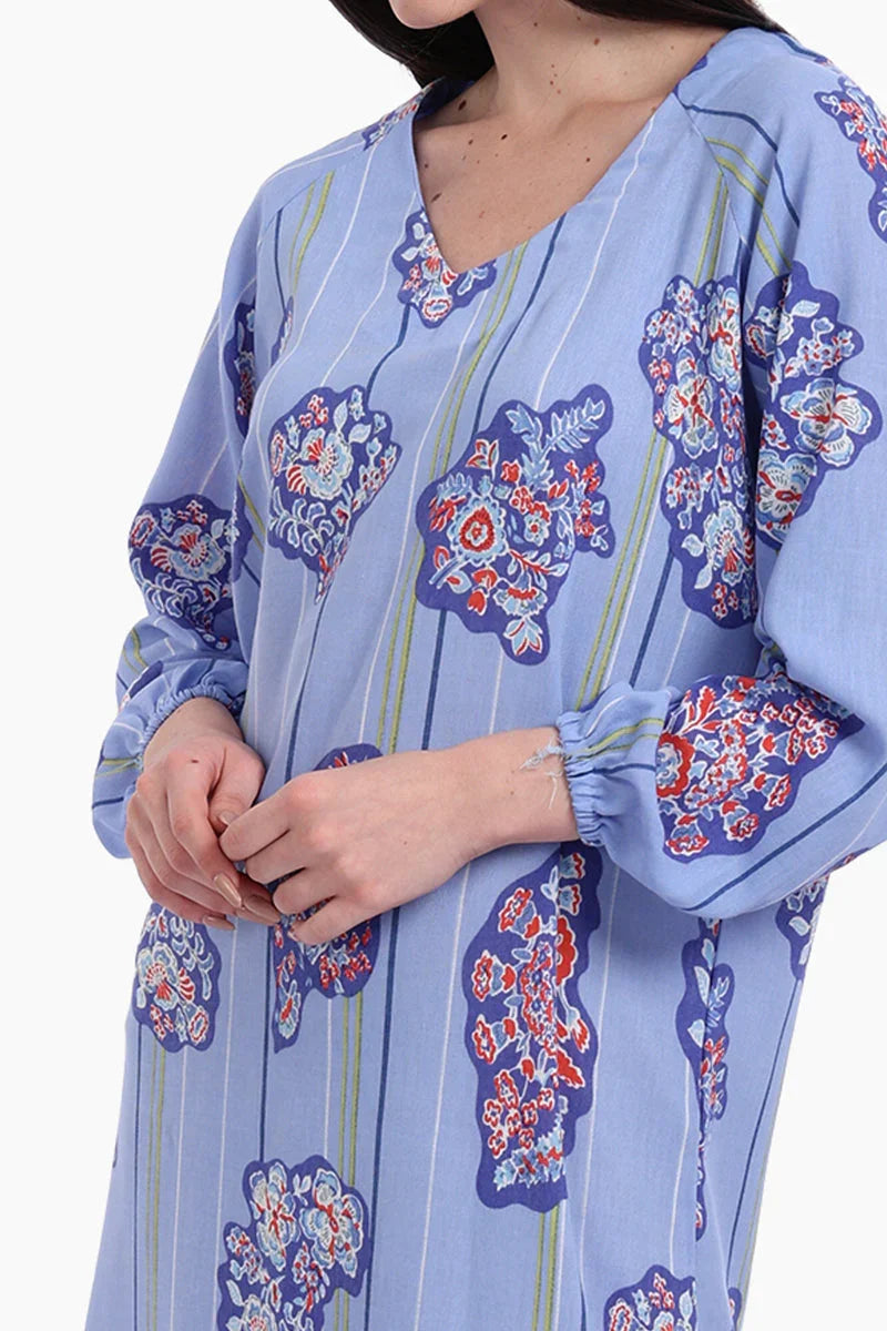 Carina - Blue All Over Print Dress 4
