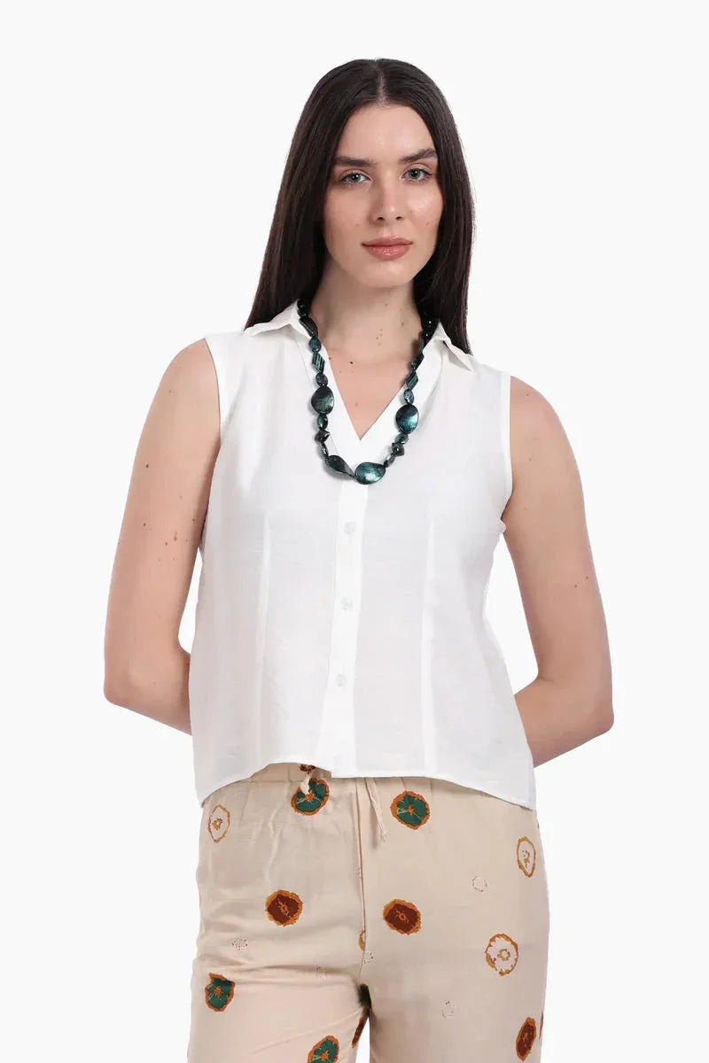 Carina - Collared Sleeveless Shirt 2