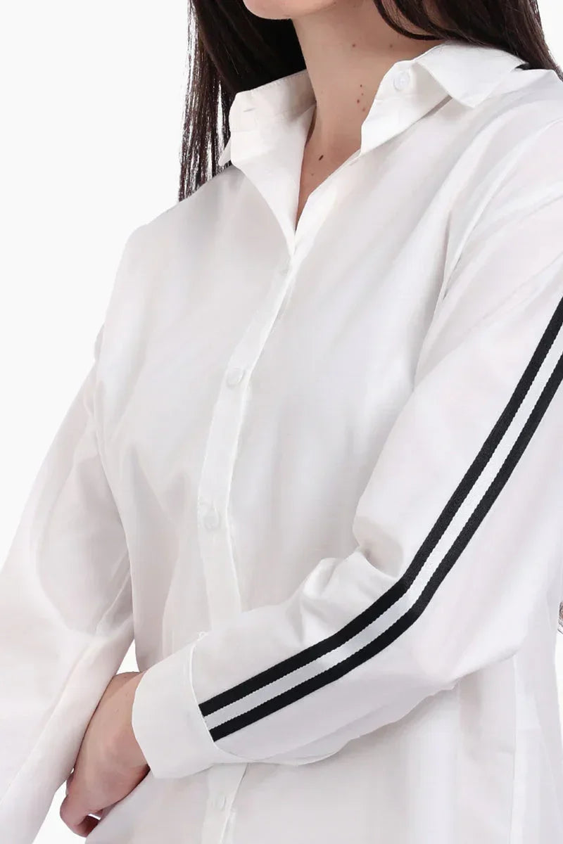 Carina - Shirt with Striped Black Sleeves 4