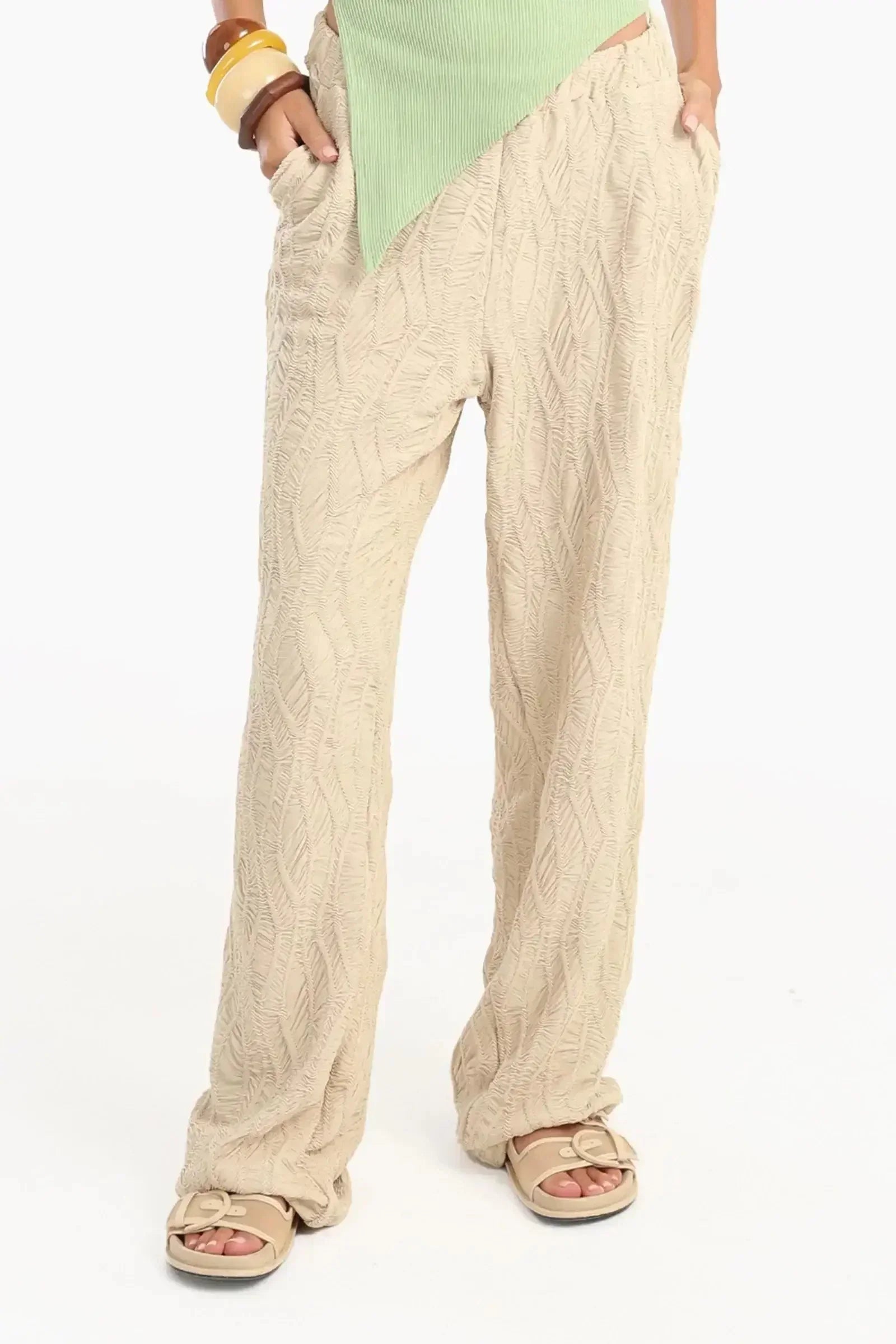 Carina - Ribbed Beach Pants with Pockets 1