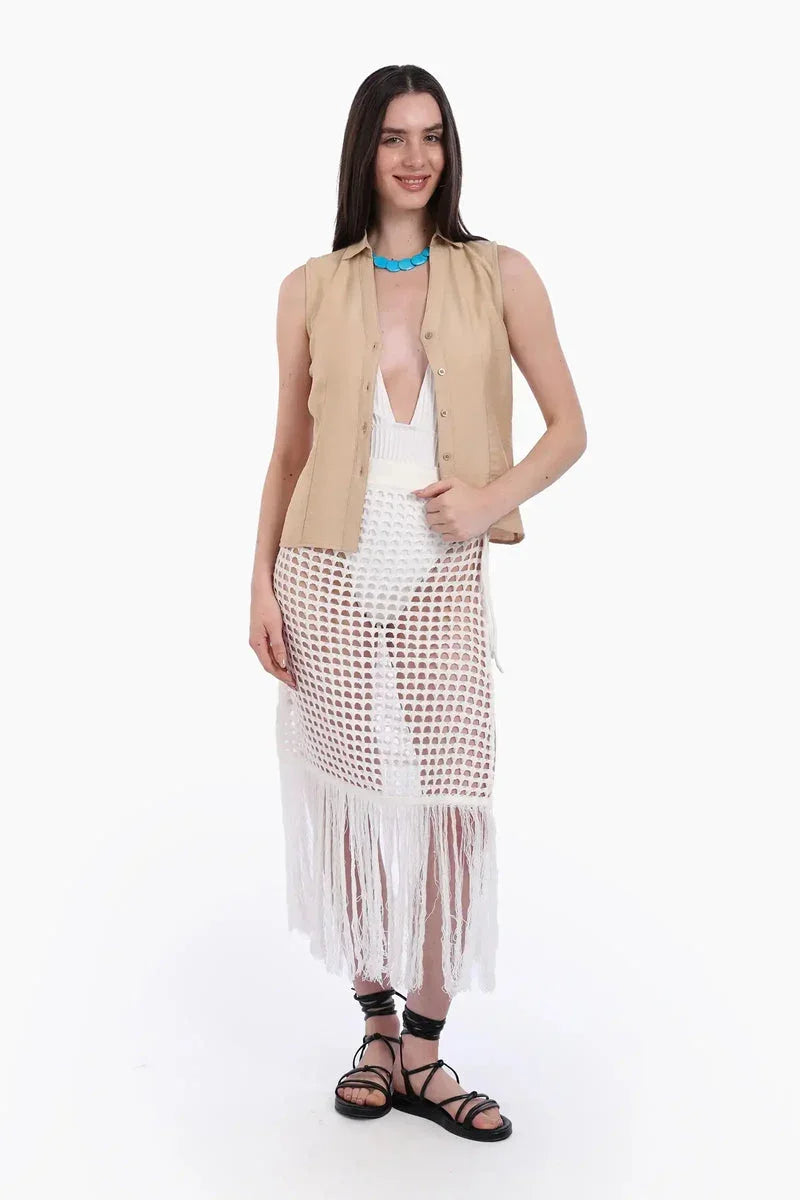 Carina - Collared Sleeveless Shirt 12