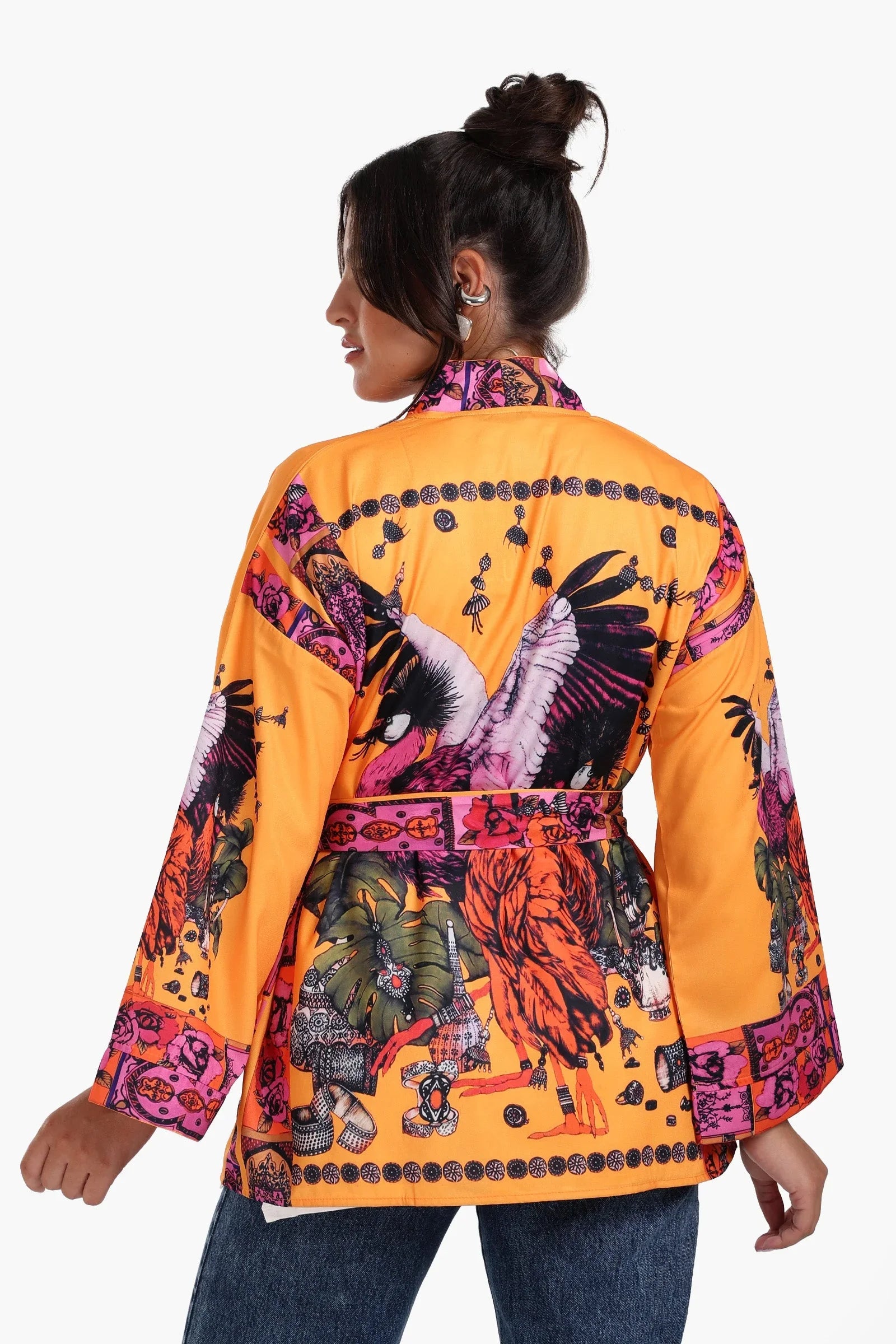 Clue - Artistic Pattern Orange Kimono 2