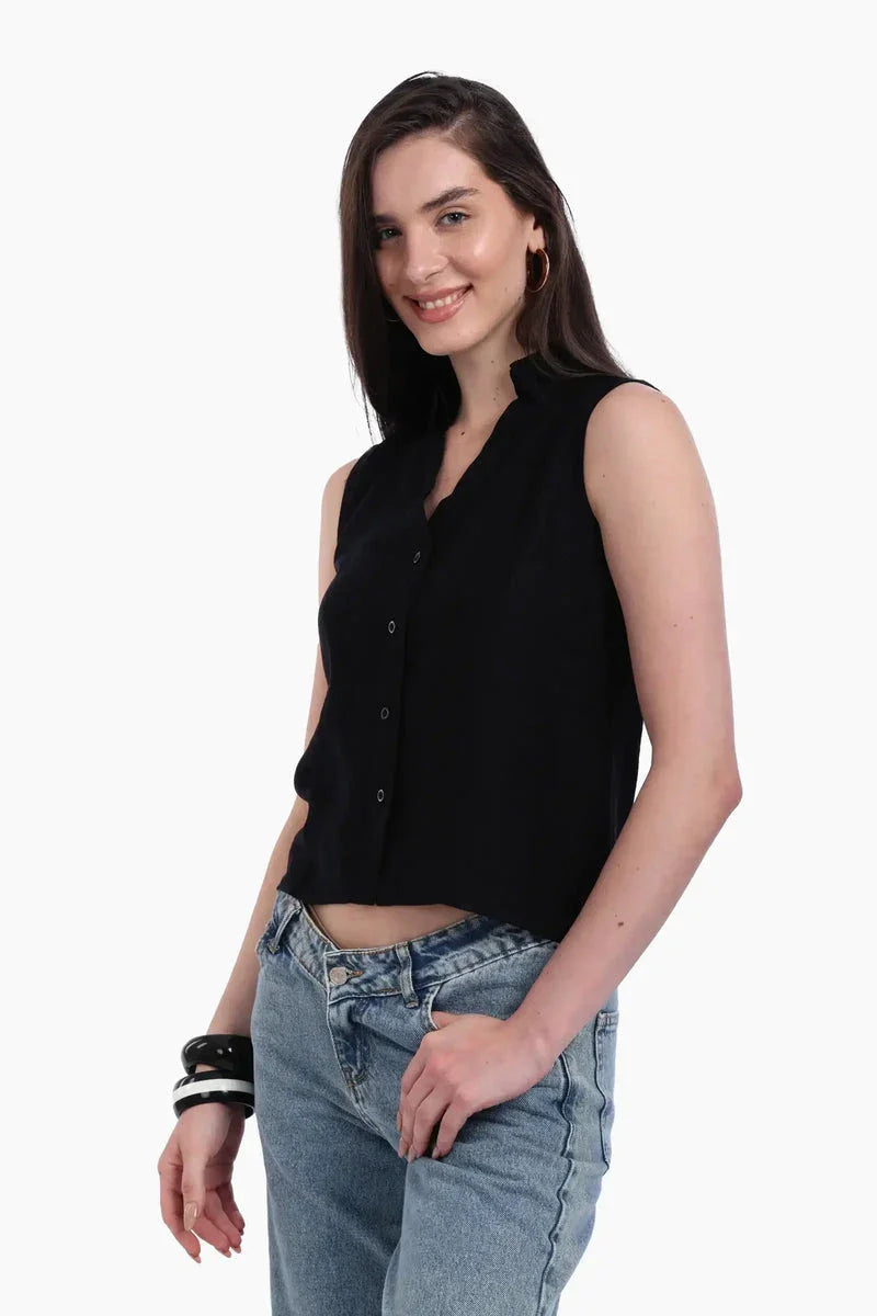 Carina - Collared Sleeveless Shirt 4