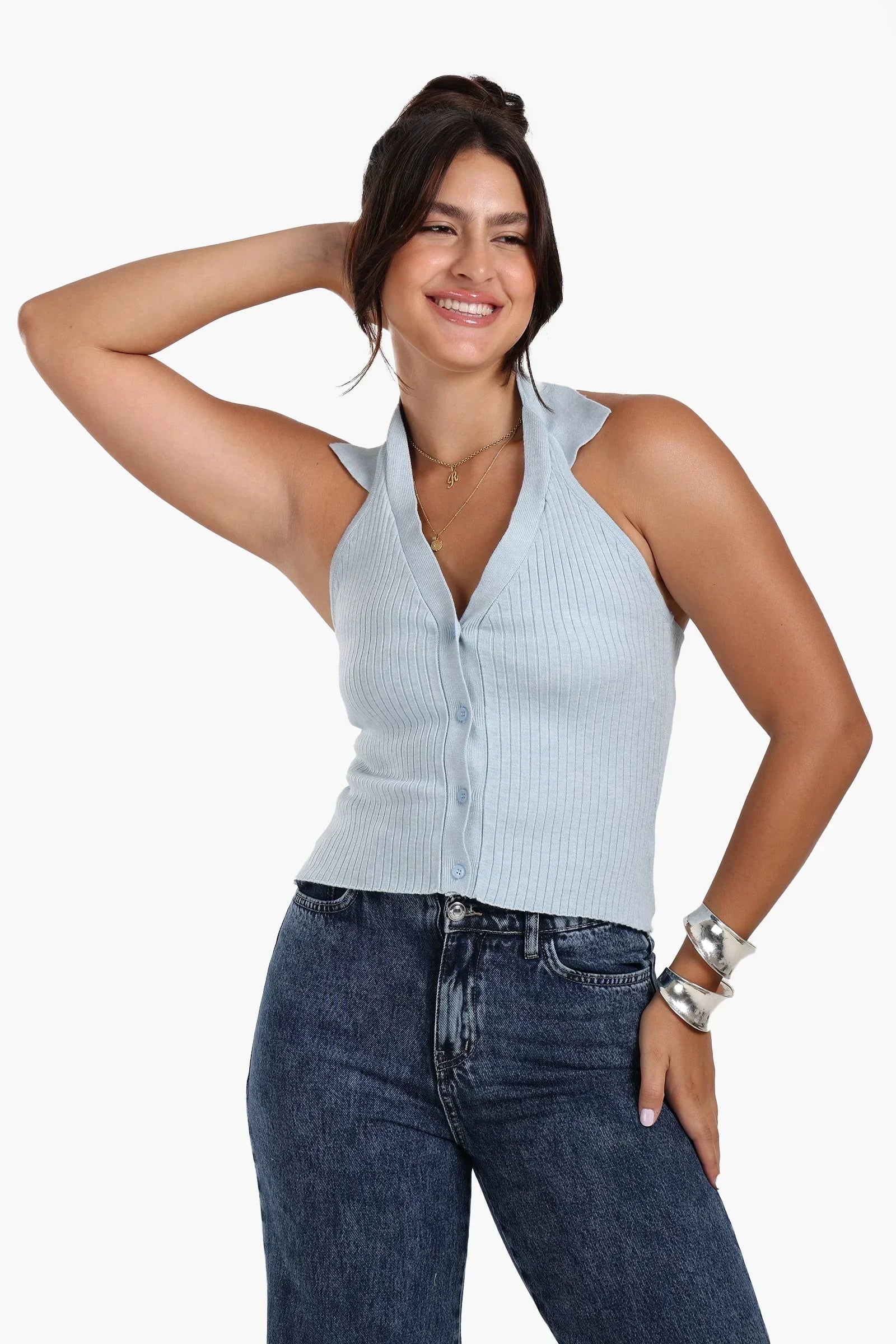 Clue - Ribbed V-Neck Top 2