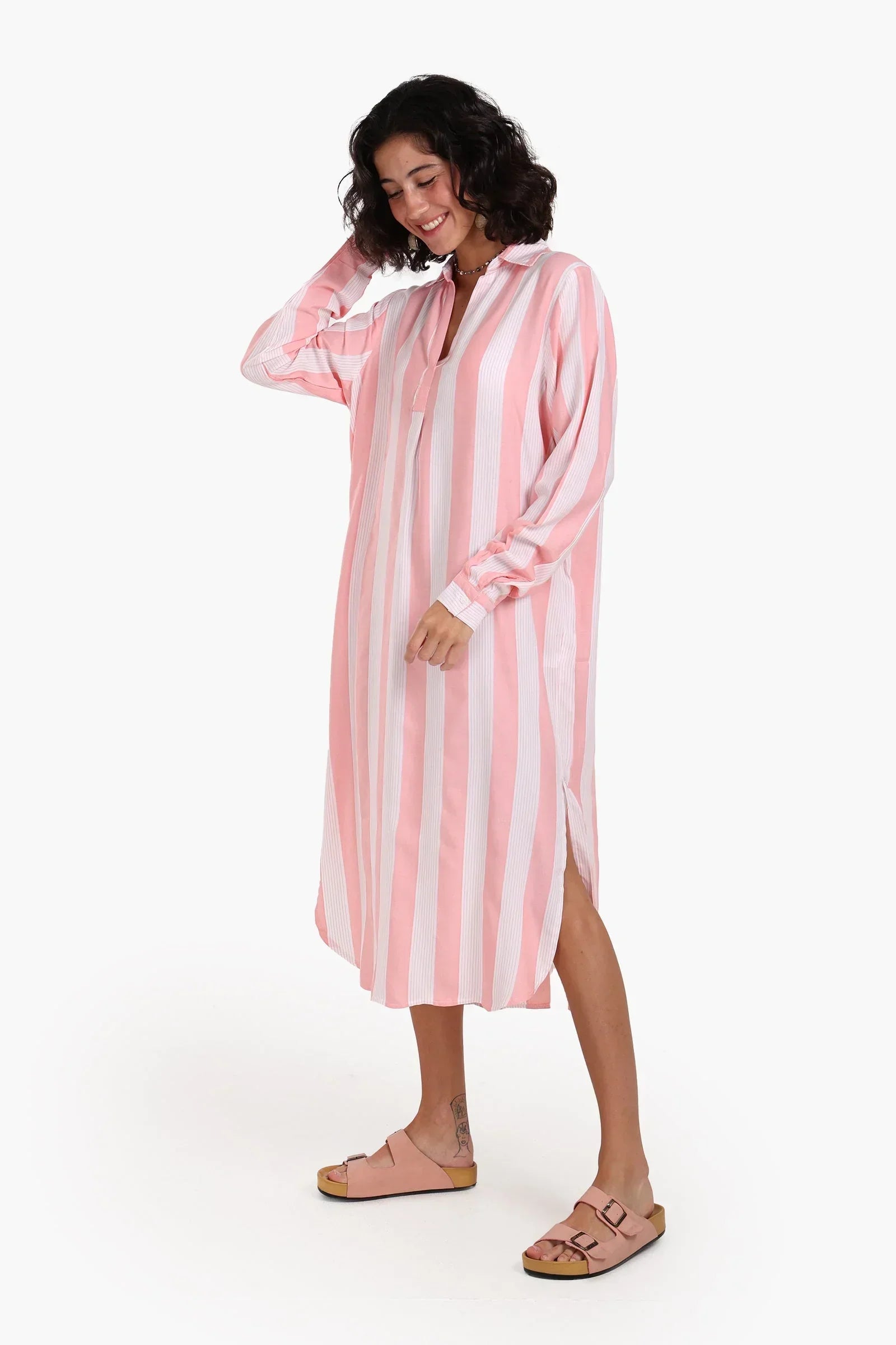 Clue - Striped Midi Collared Dress 2