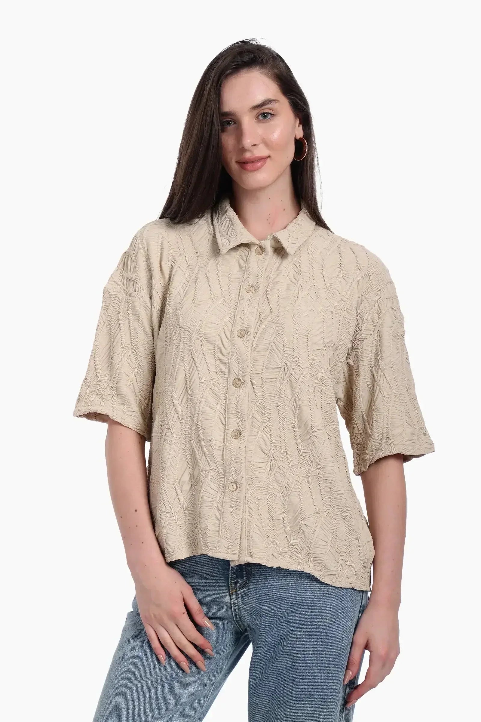 Carina - Woven Jacquard Beach Shirt 1