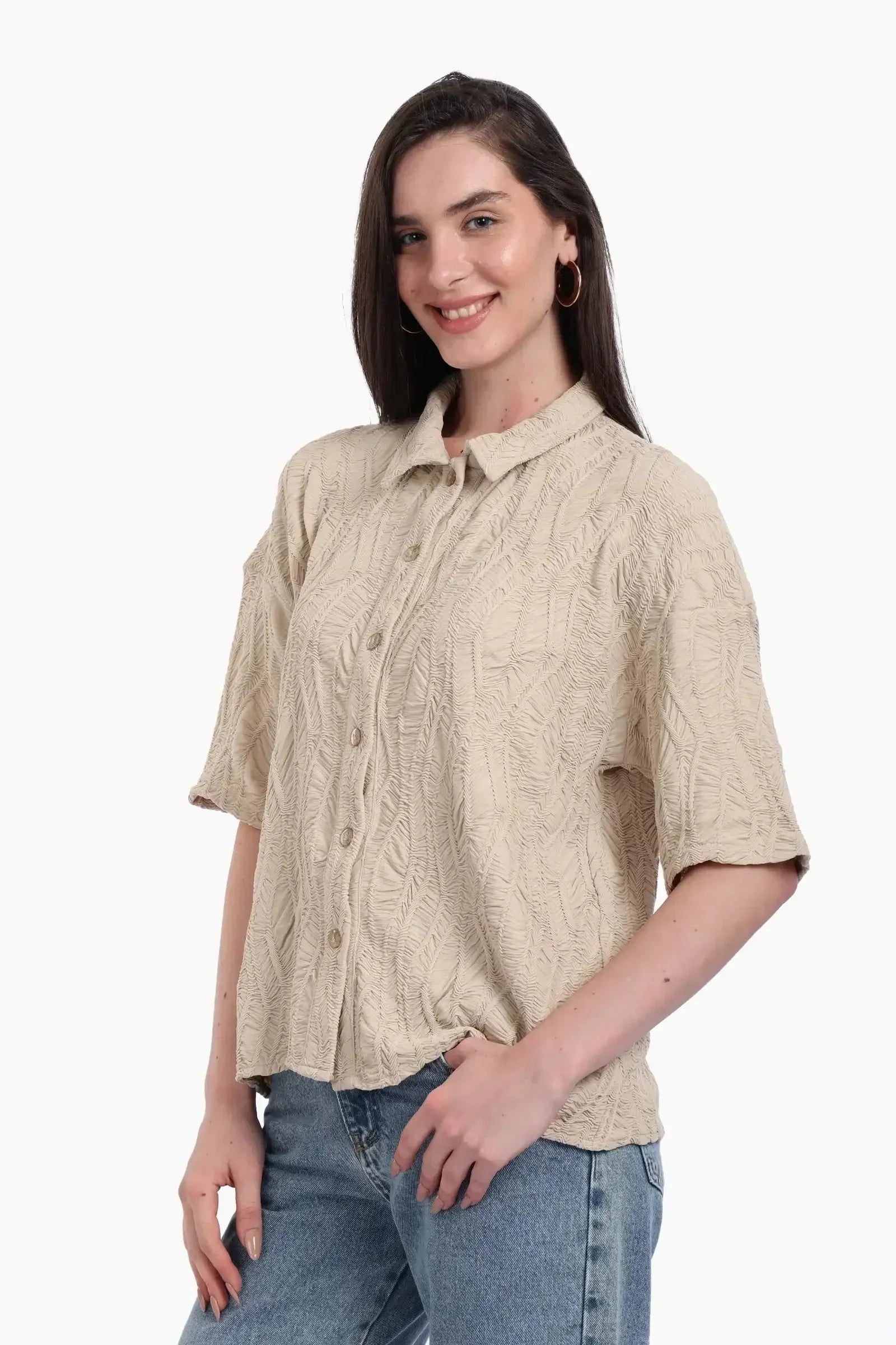 Carina - Woven Jacquard Beach Shirt 2