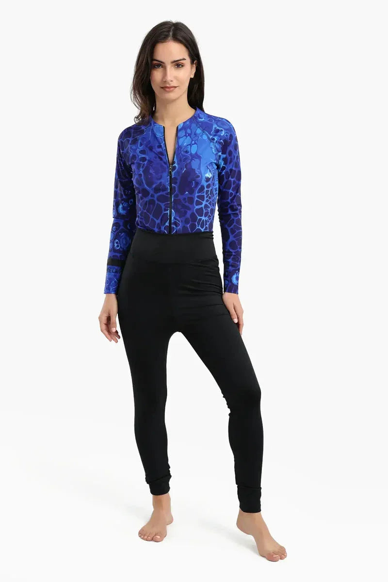 Carina - Ocean Blue Rash Guard Swimsuit 4