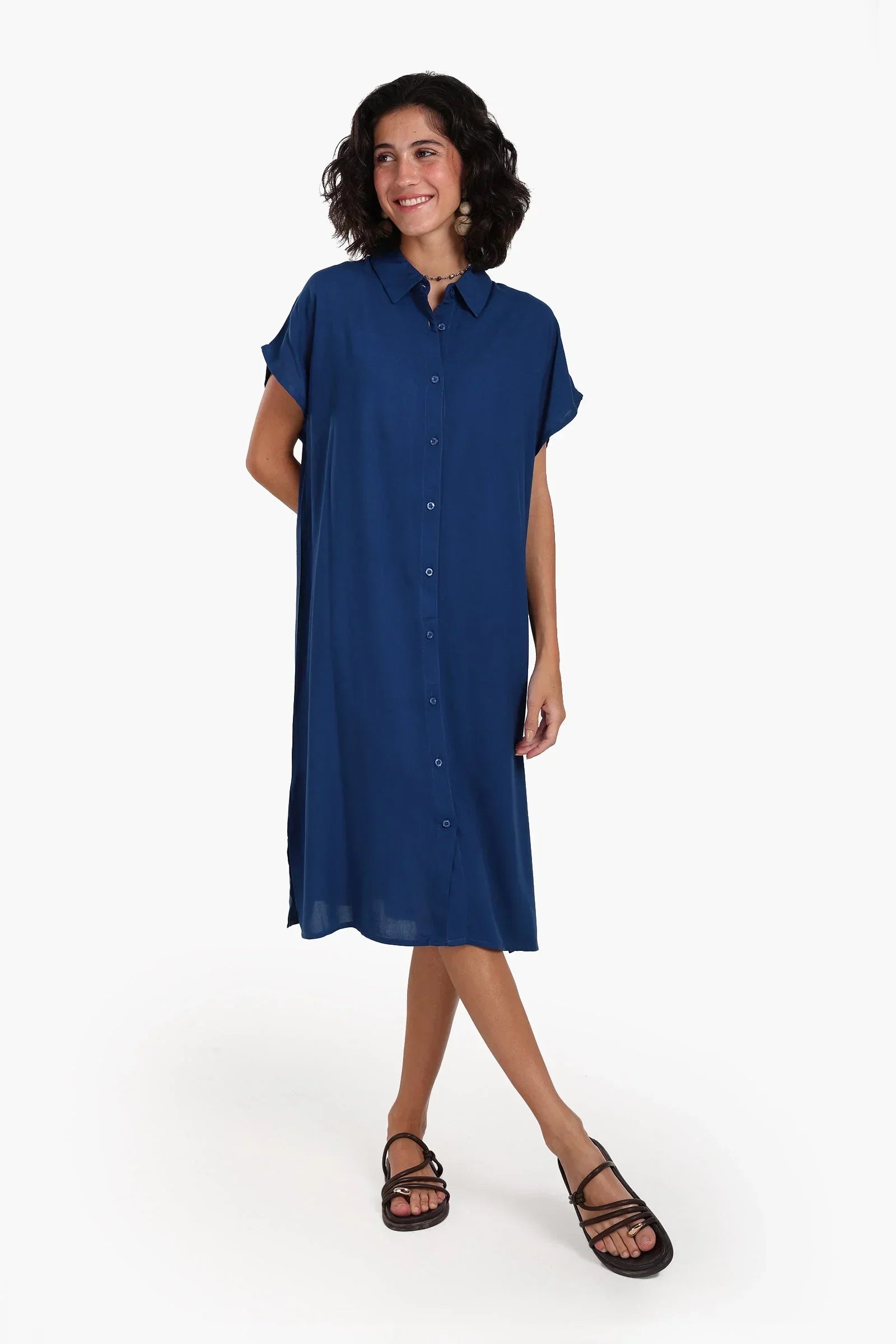 Clue - Short Sleeves Midi Dress 1