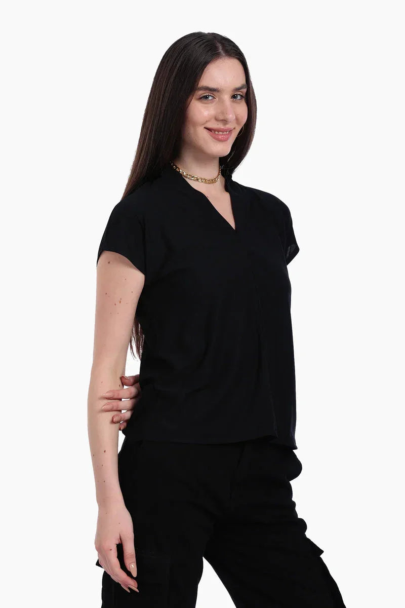 Carina - Black Crepe Blouse 2