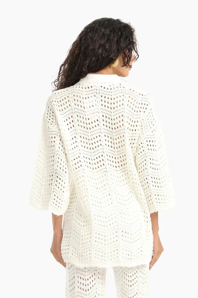 Carina - Stylish Fishnet Pattern Beach Shirt 3