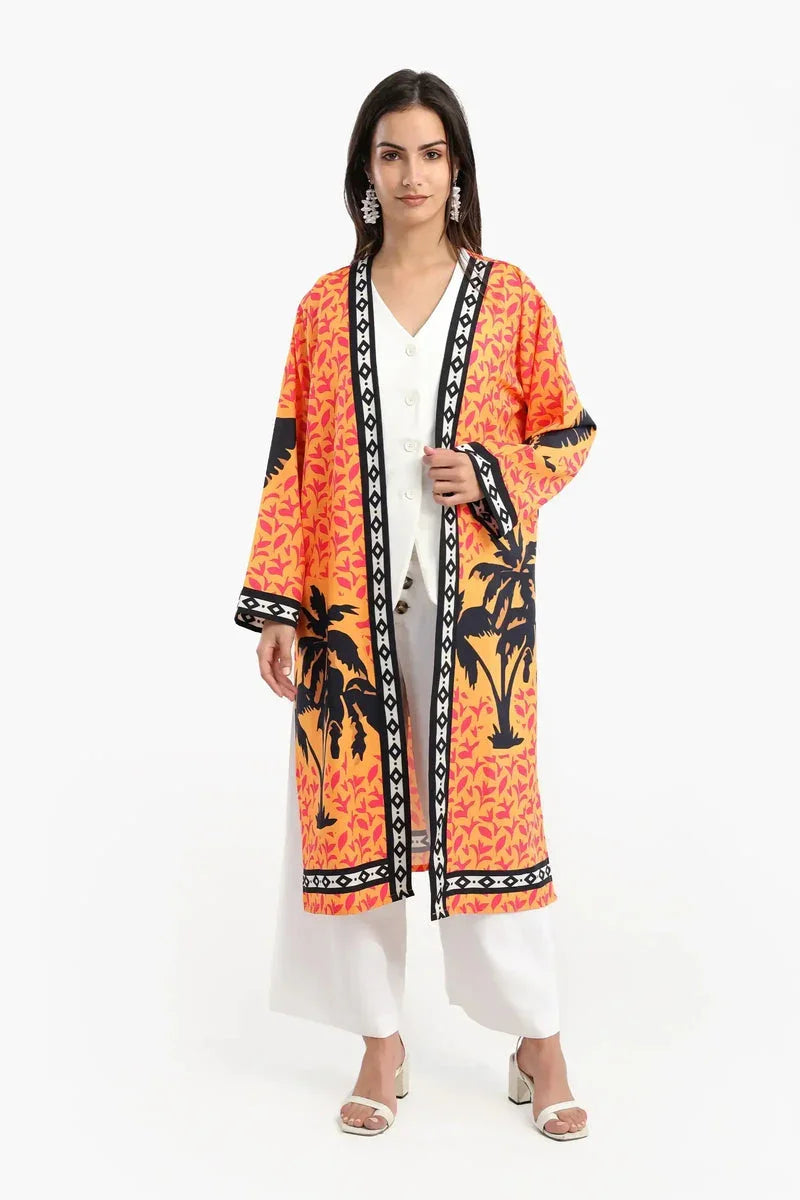 Carina - Colorful Palm Printed Kimono 1