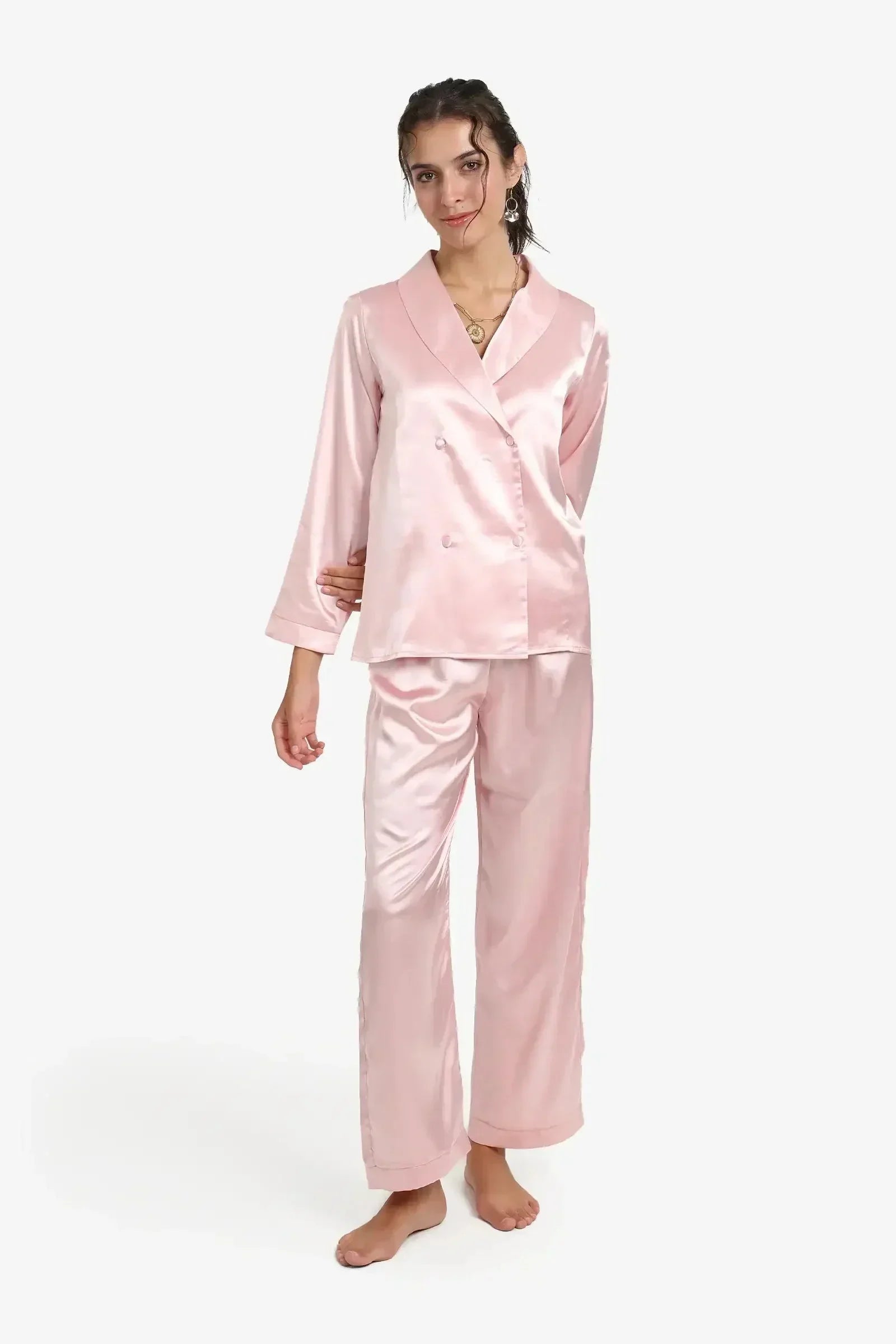 Carina - Double-Breasted Satin Pyjama Set 2