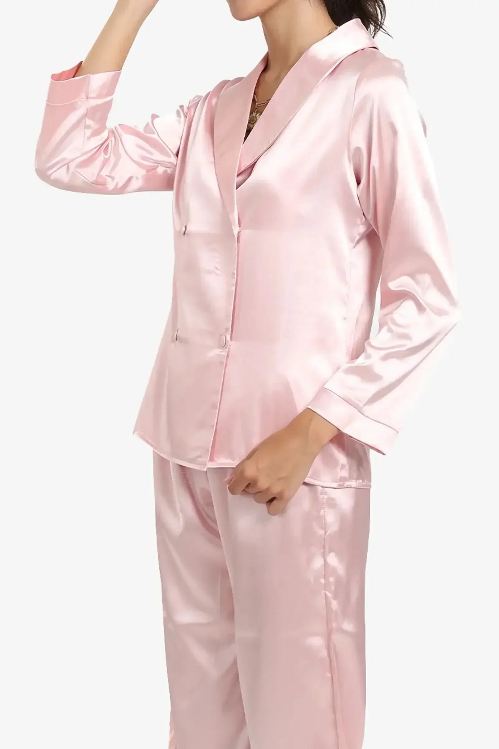 Carina - Double-Breasted Satin Pyjama Set 5