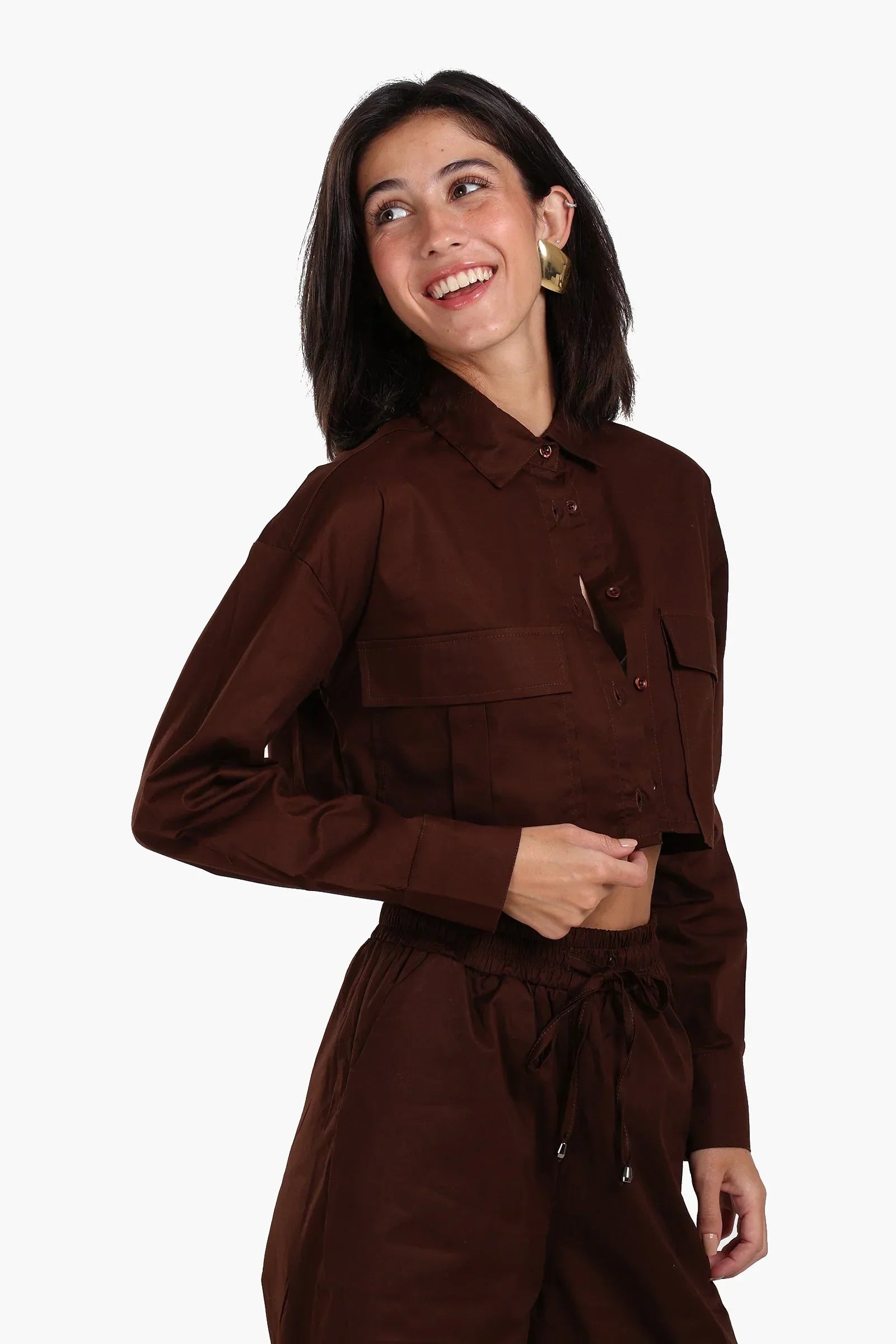 Clue - Cropped Poplin Lounge Shirt 1