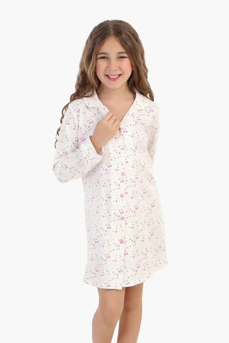 Carina - Girly Printed Nightgown + Sleeping Mask 4
