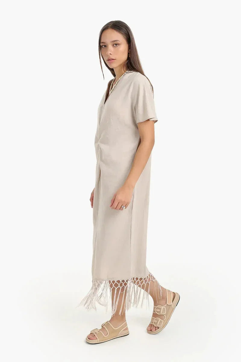 Carina - Dress with Fringes Detail 9