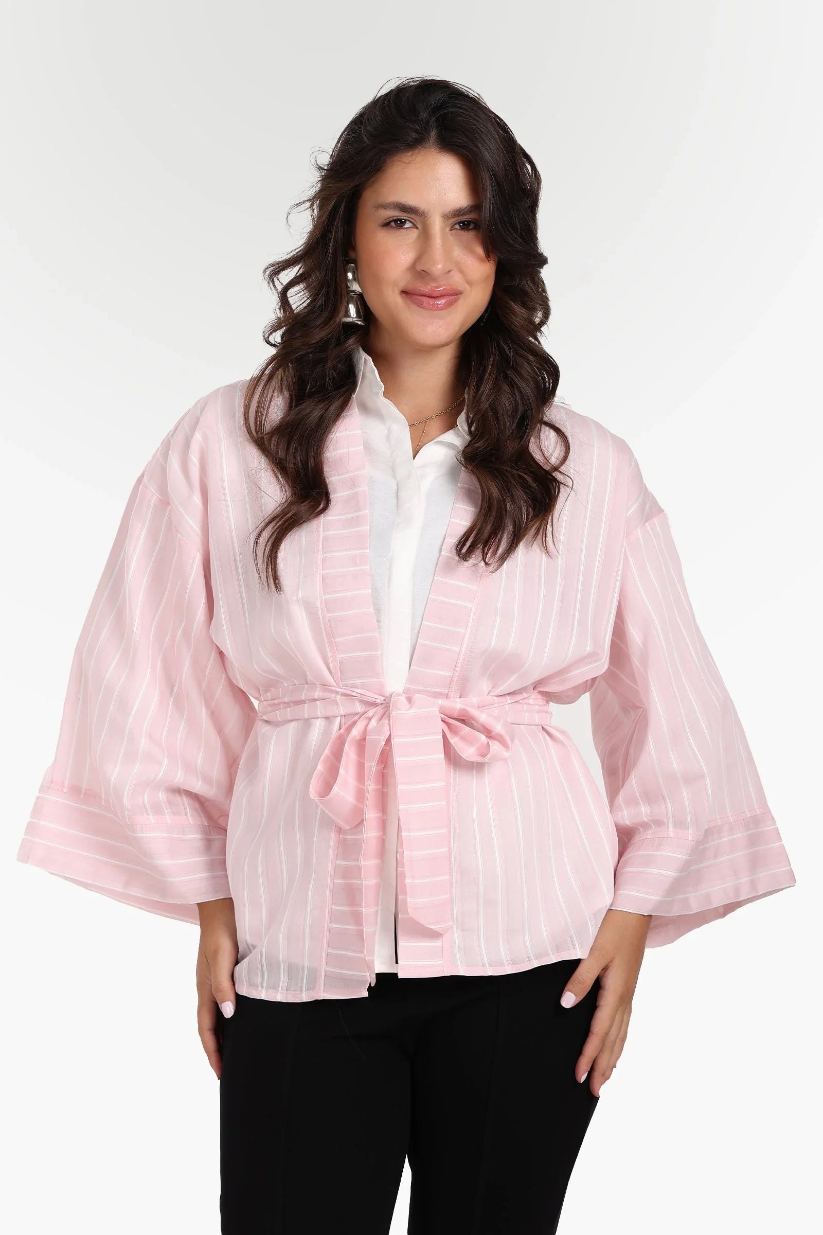 Clue - Open-Front Striped Kimono 9