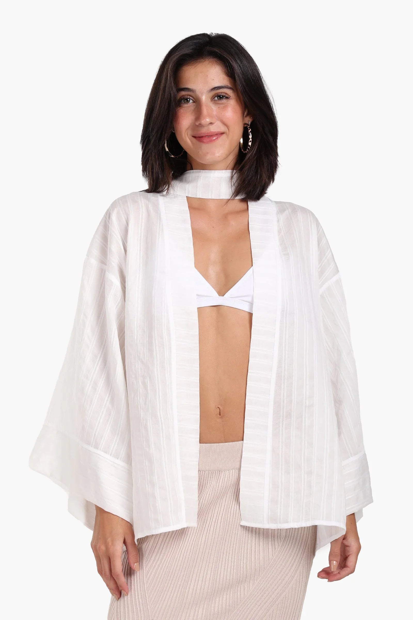 Clue - Open-Front Striped Kimono 5