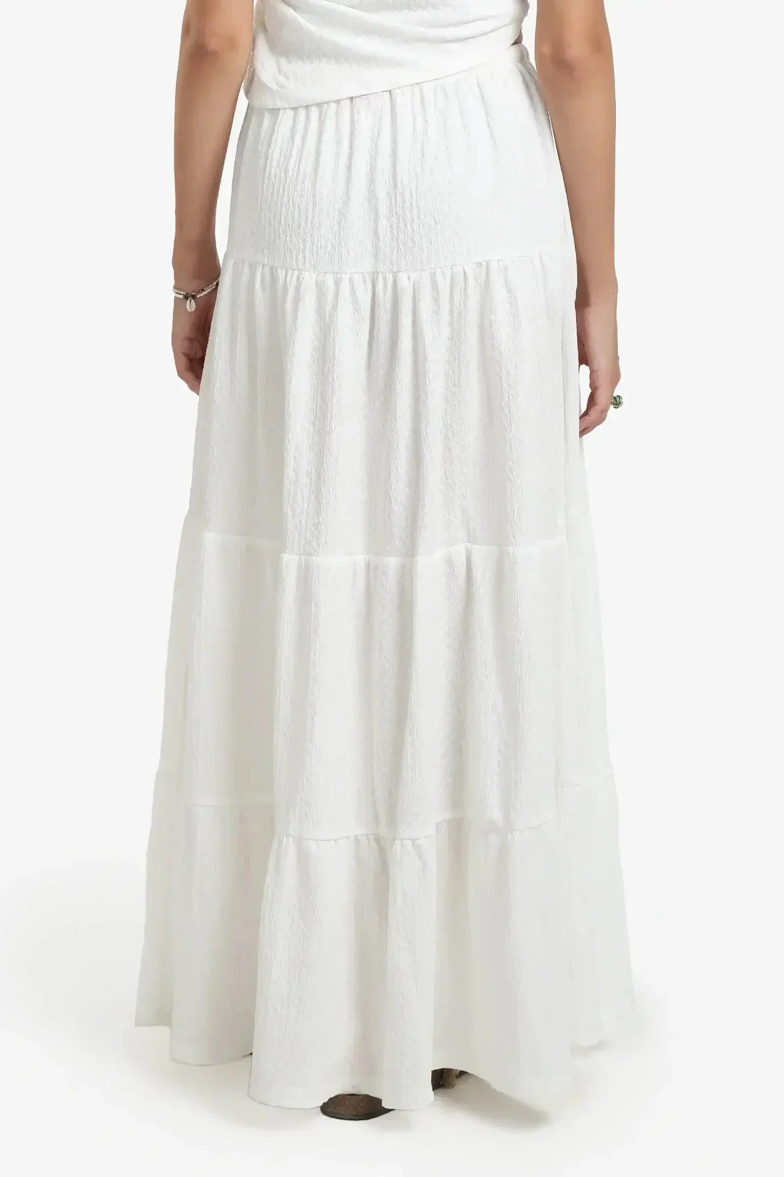 Carina - White Maxi Tiered Skirt 3