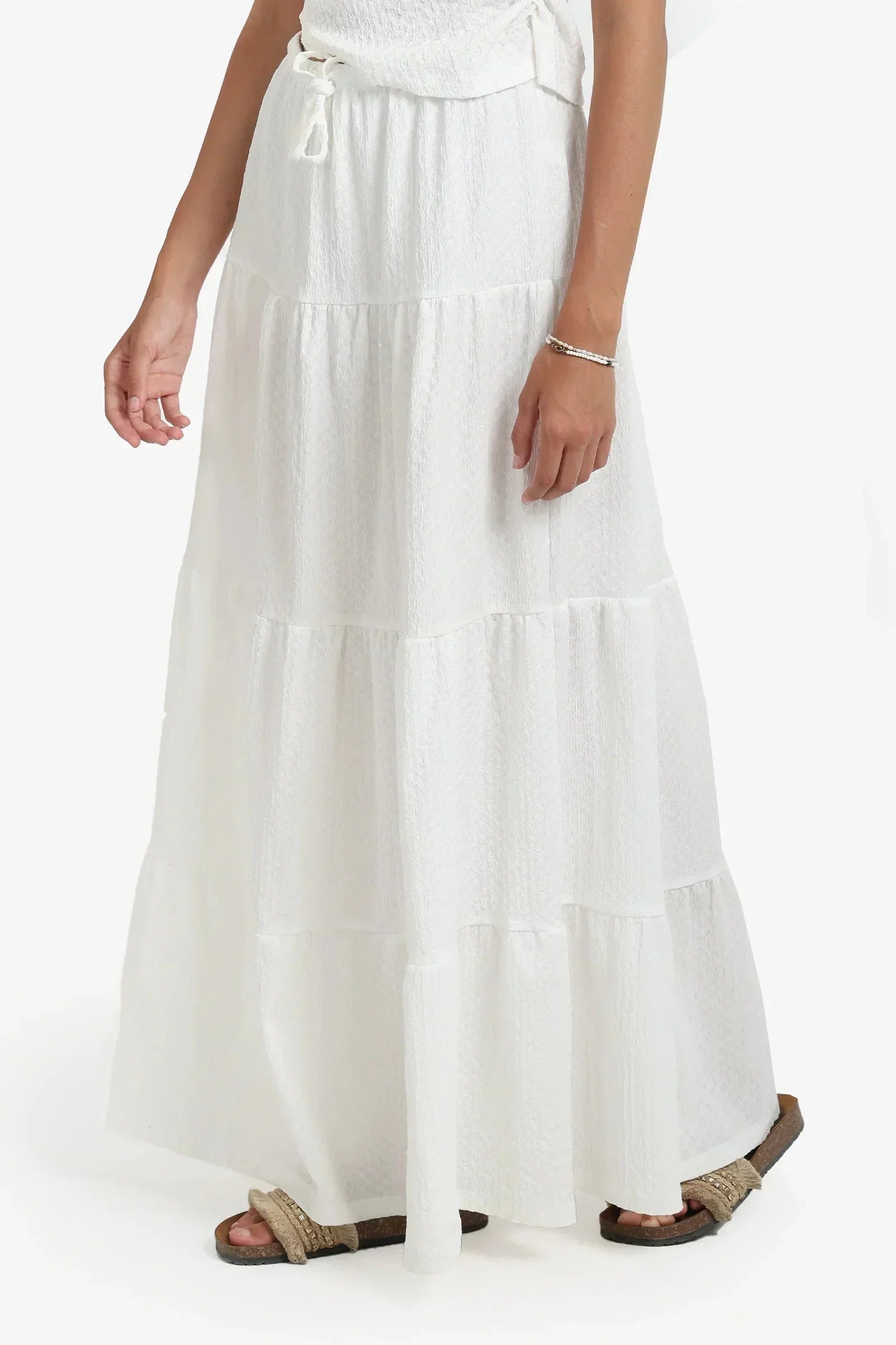 Carina - White Maxi Tiered Skirt 1
