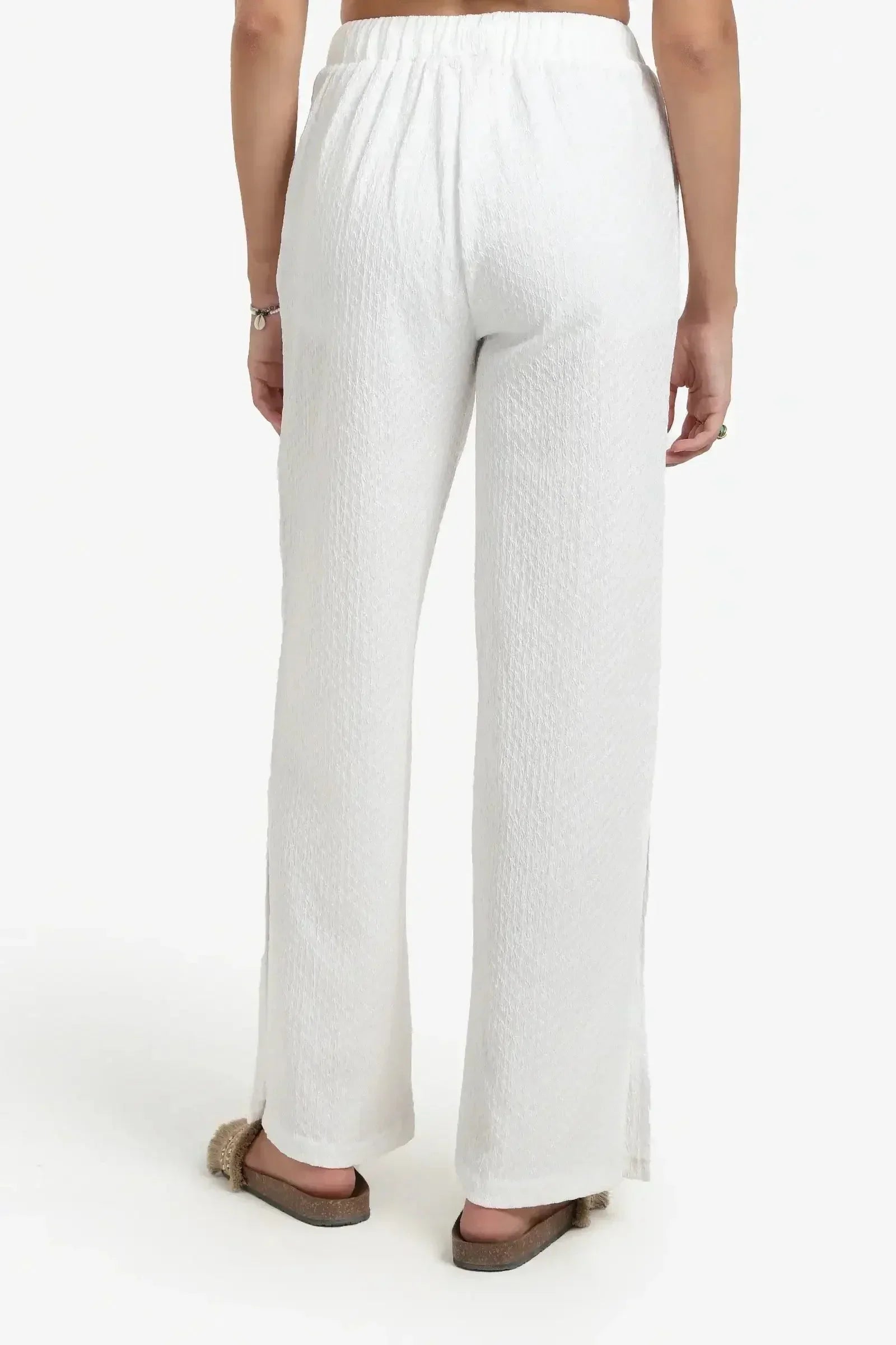 Carina - White Self Patterned Pants 3