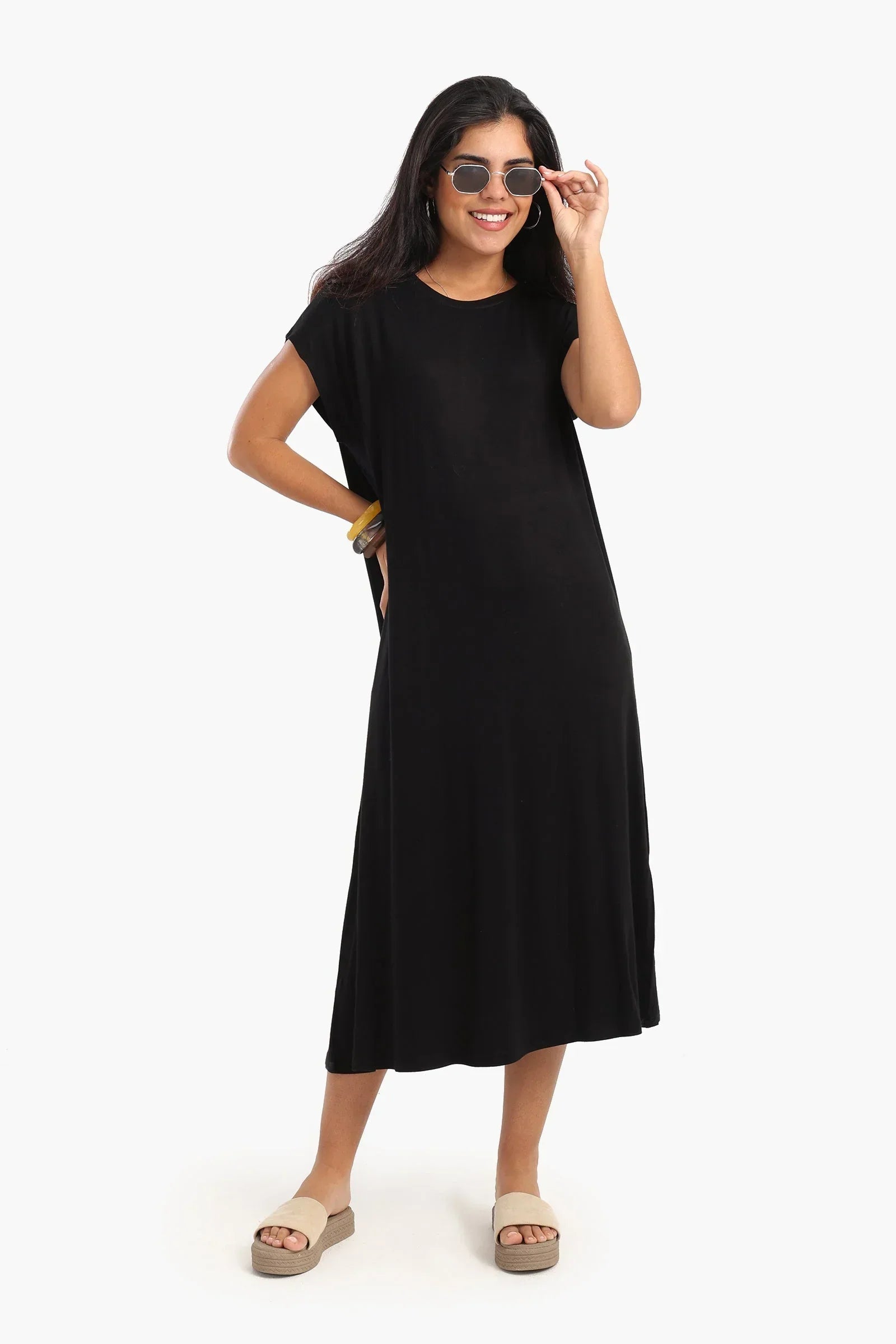 Clue - Solid Viscose Midi Dress 3