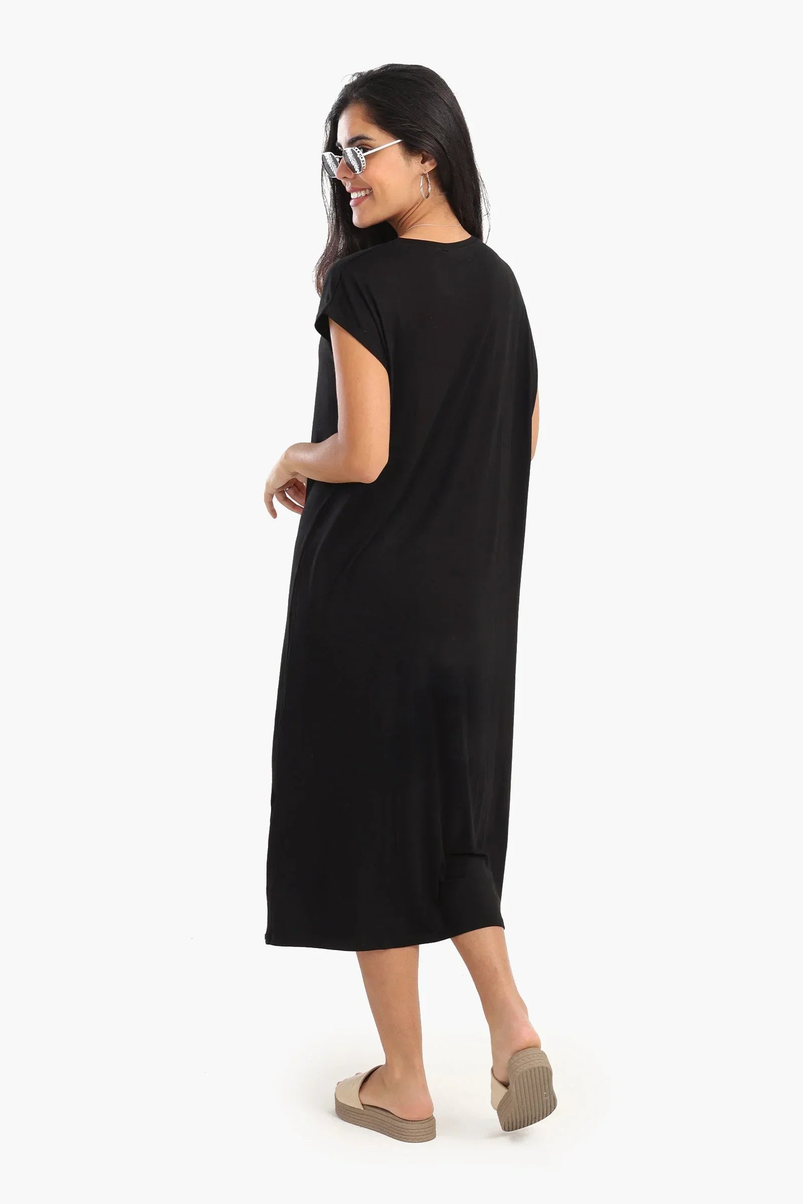 Clue - Solid Viscose Midi Dress 5
