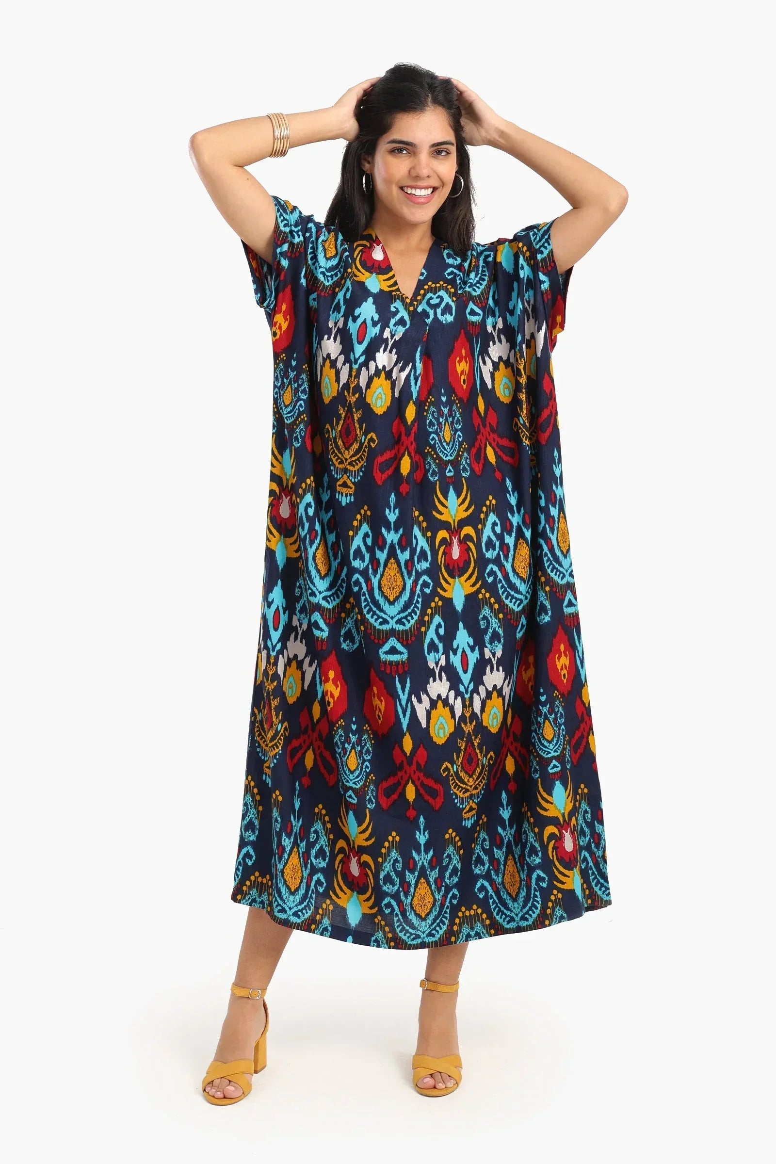 Clue - Printed V-Neck Midi Dress 1