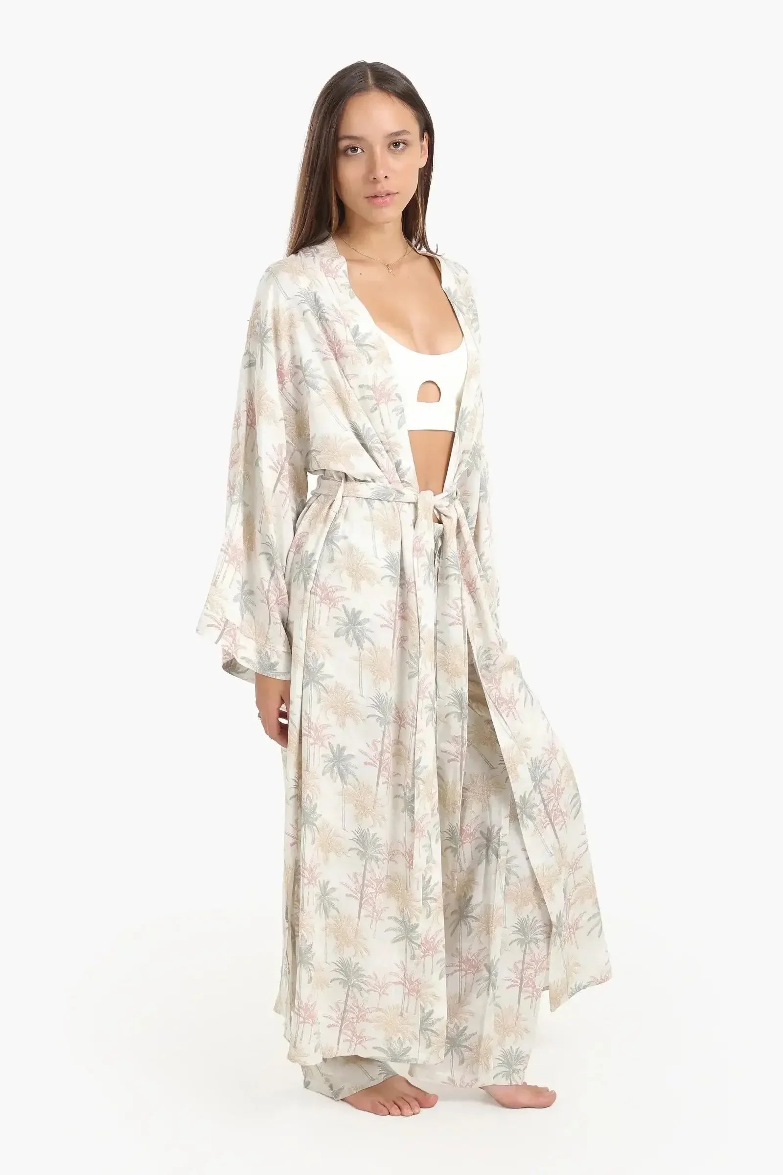 Carina - Palm Printed Long Robe 2