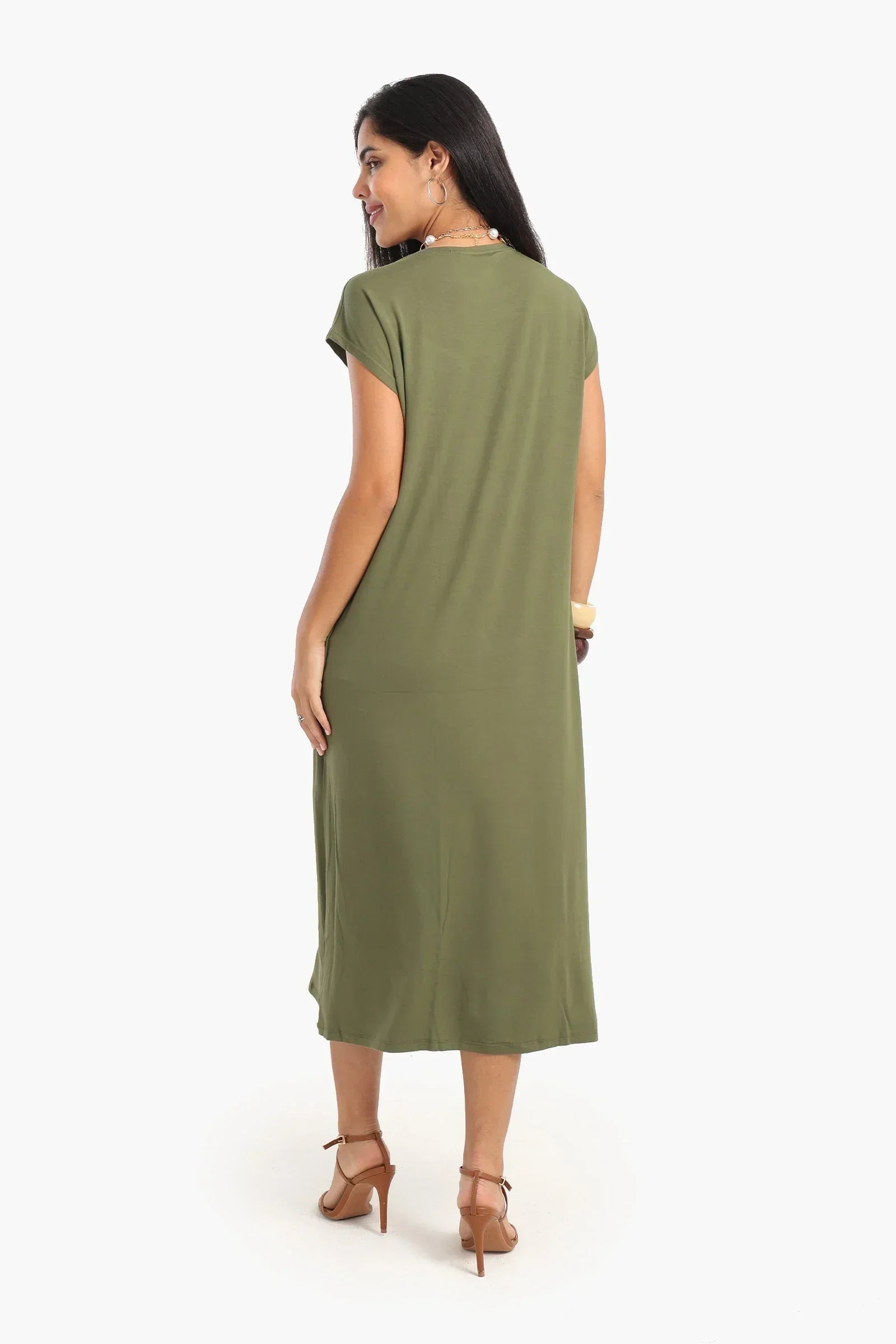 Clue - Solid Viscose Midi Dress 2