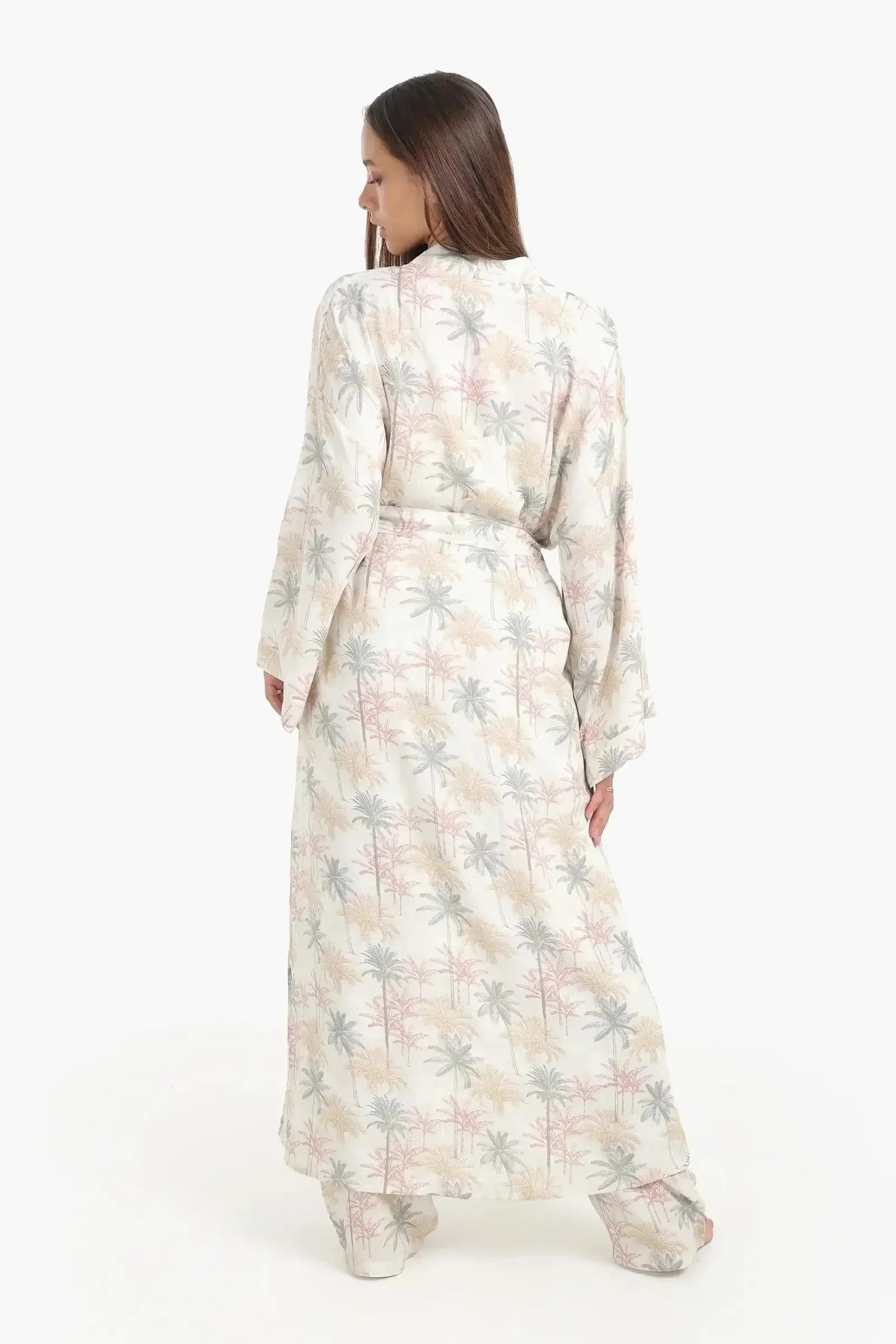 Carina - Palm Printed Long Robe 1