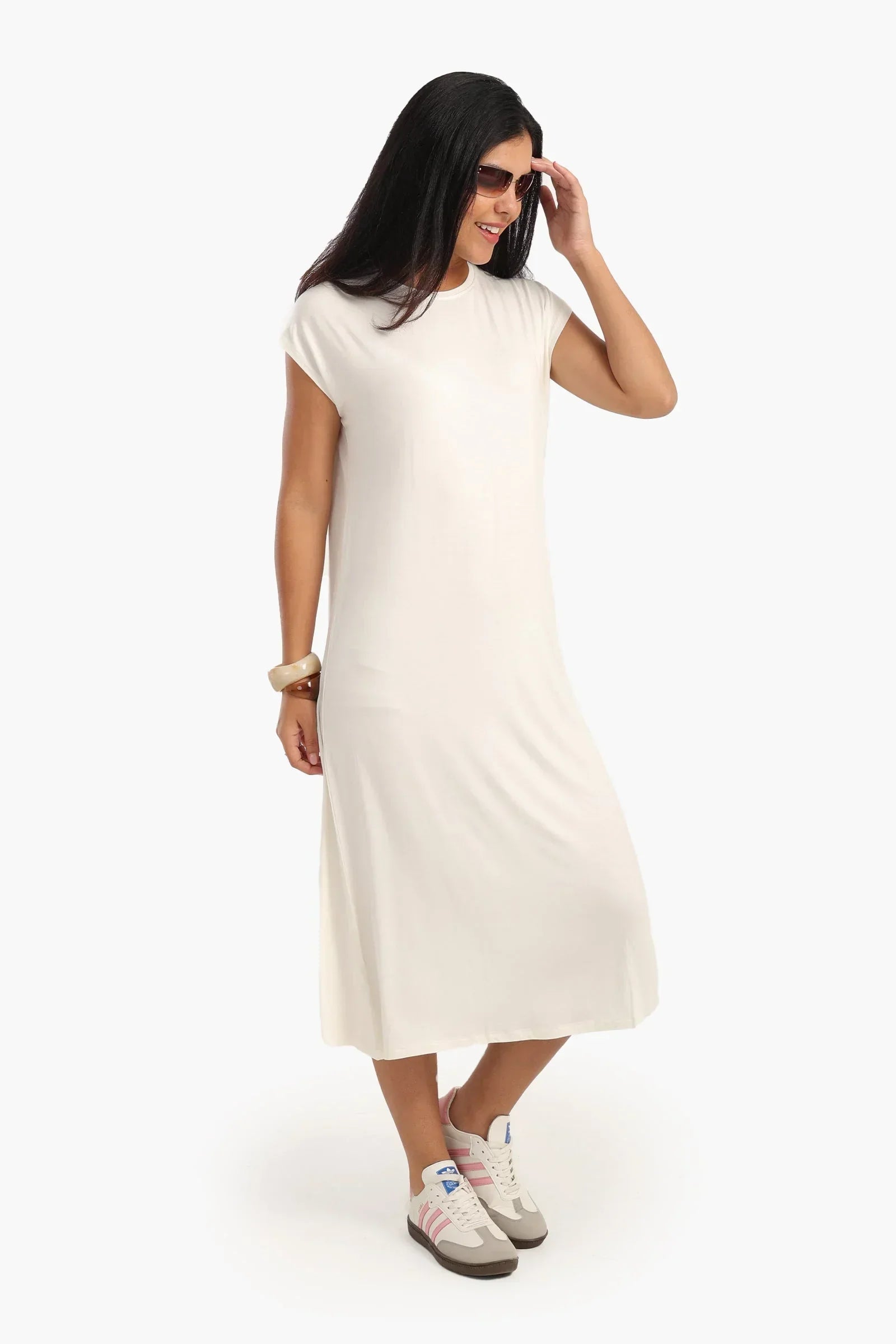 Clue - Solid Viscose Midi Dress 7
