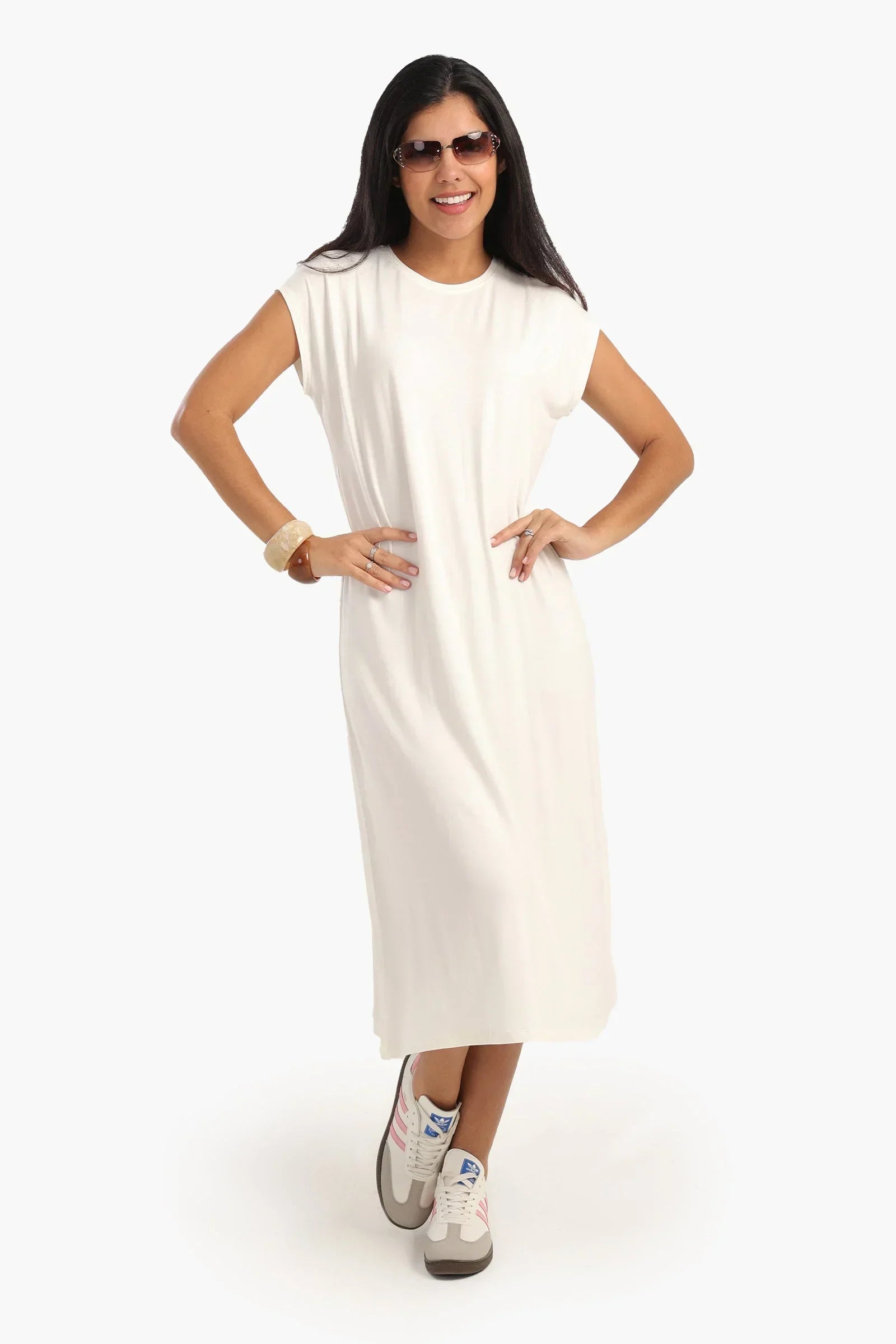 Clue - Solid Viscose Midi Dress 6