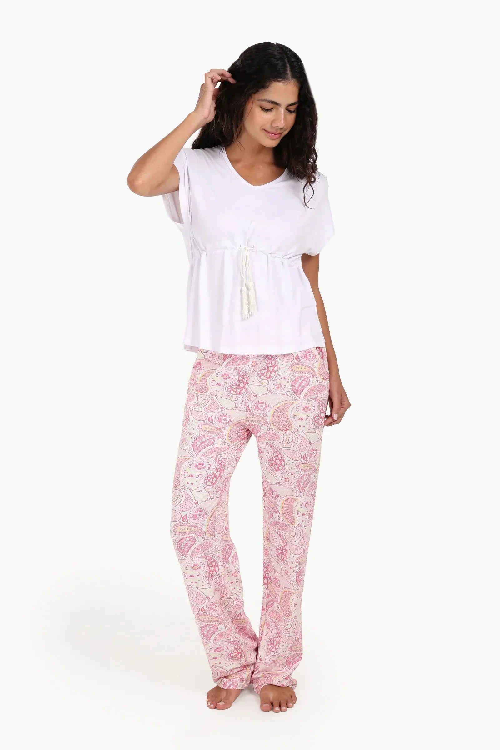 Carina - Cotton Pyjama Set with V-Neck 1