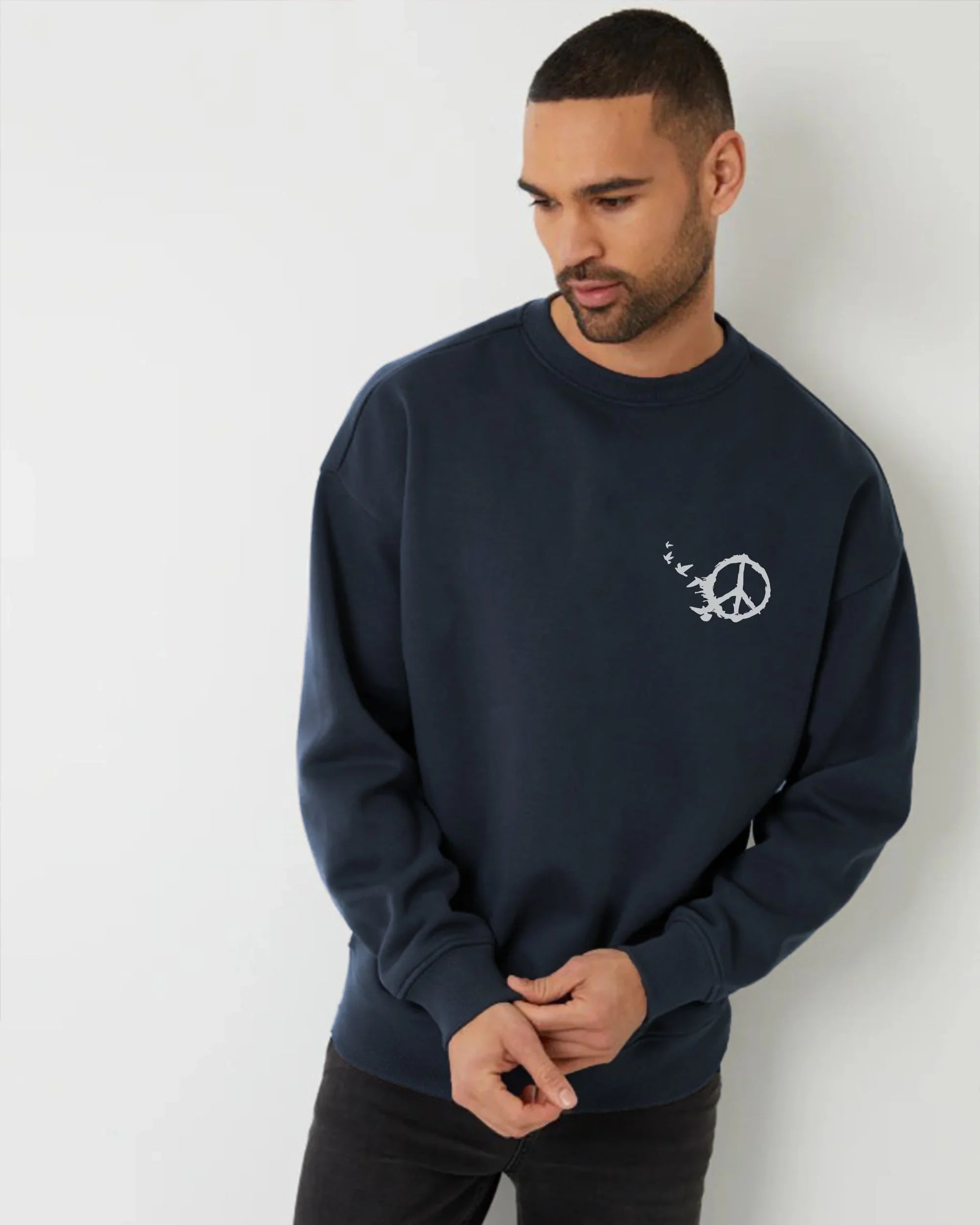 NAS Trends - Peace Unisex Oversized Crew-neck Sweatshirt - Dark Grey 1