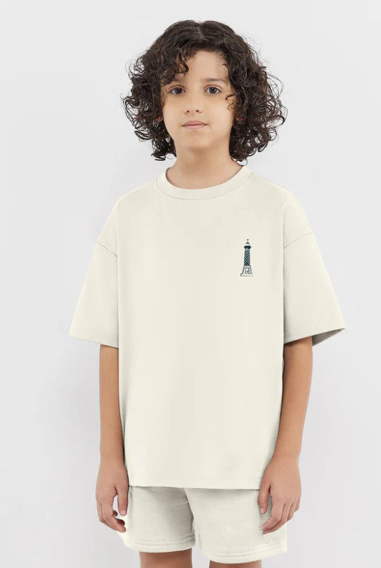 Abo El Hol Boys Oversized SS T-Shirt - Off White - NAS Trends