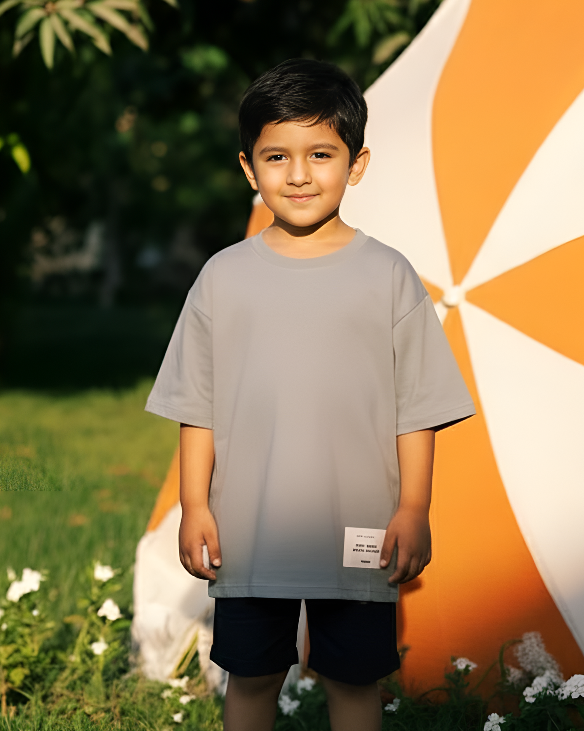 Stitched Basic Boys Oversized SS T-Shirt - Grey - NAS Trends