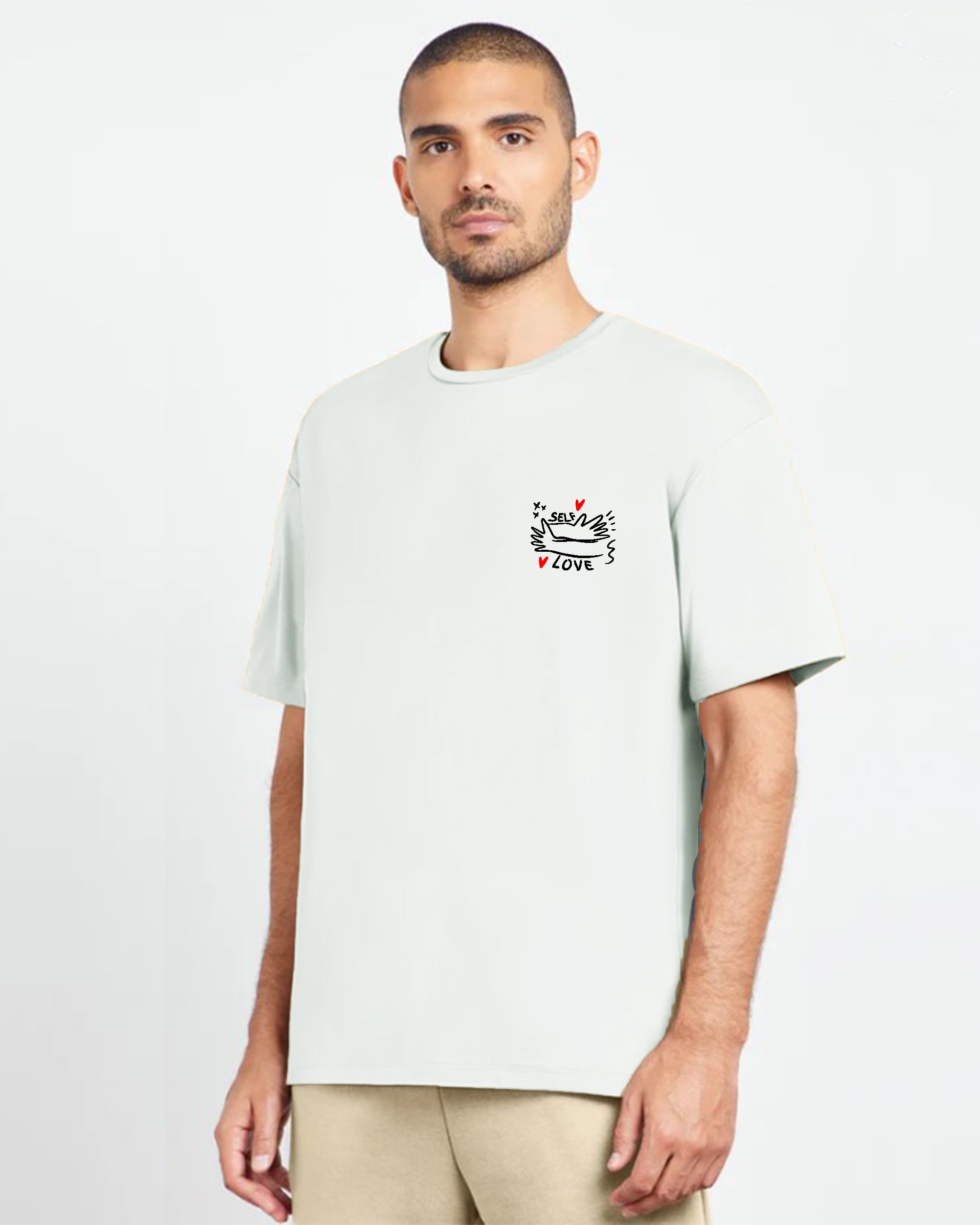 Self Love Men Oversized SS T-Shirt - Off White - NAS Trends