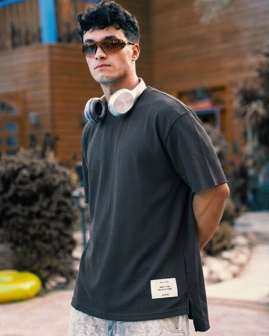 Stitched Basic Unisex Oversized SS T-Shirt - Grey M - NAS Trends