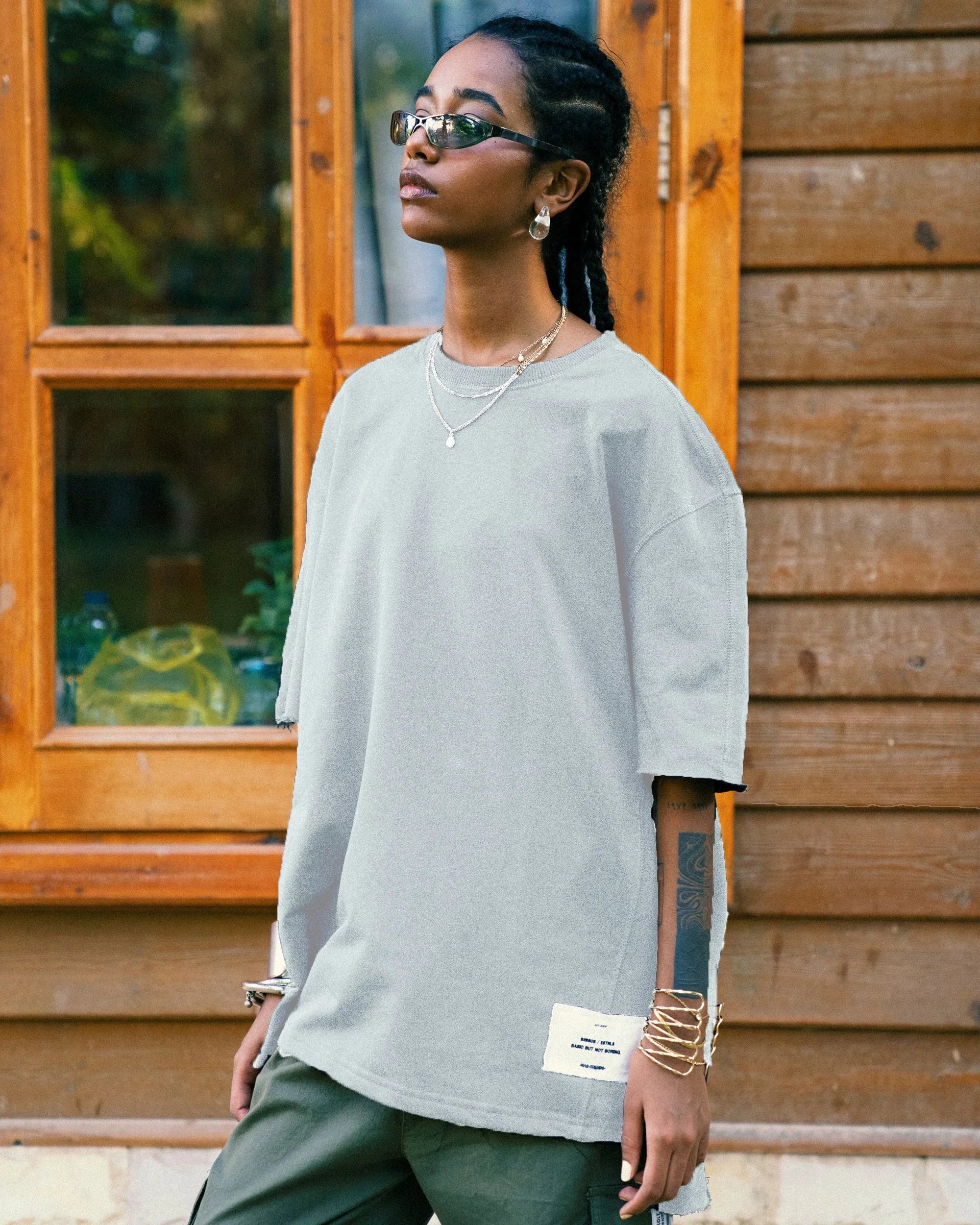 NAS Trends - Stitched Basic Unisex Oversized SS T-Shirt - Grey 3