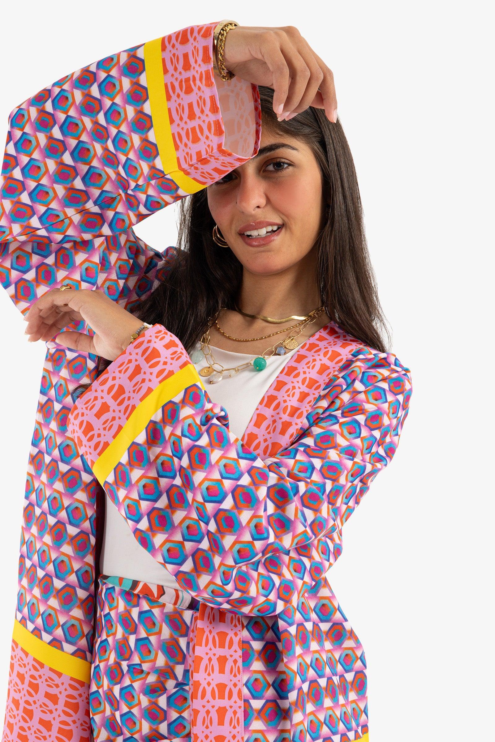 Clue - Colored Printed Pattern Kimono 3