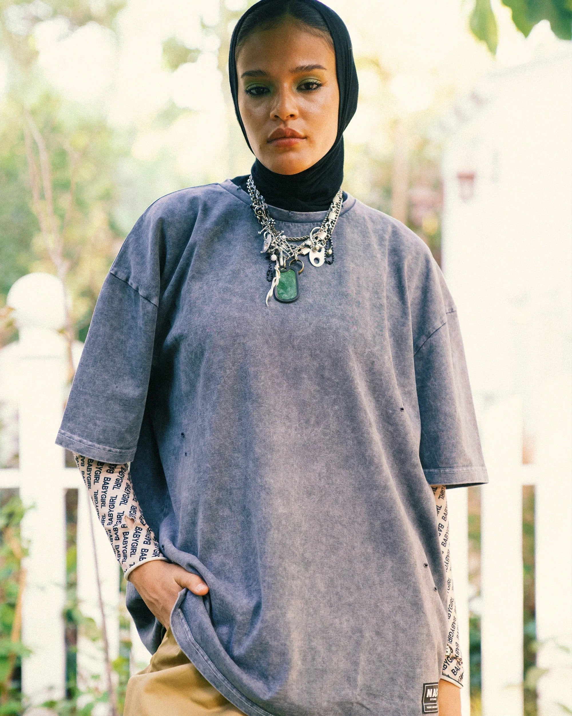 NAS Trends - Stone Washed Basic Unisex Oversized SS T-Shirt - Grey 1